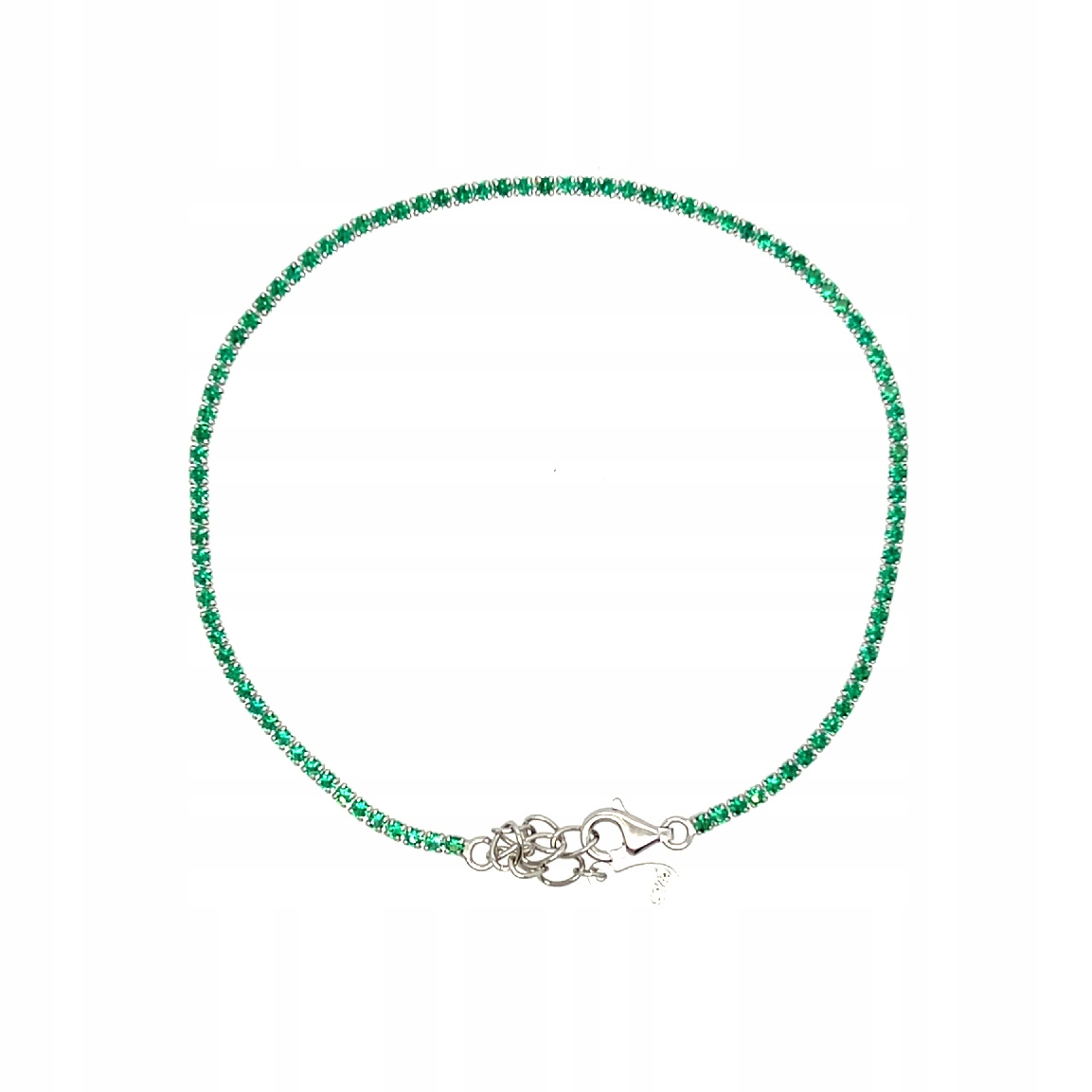 Jemný náramek „tenisovka“ v zelené barvě