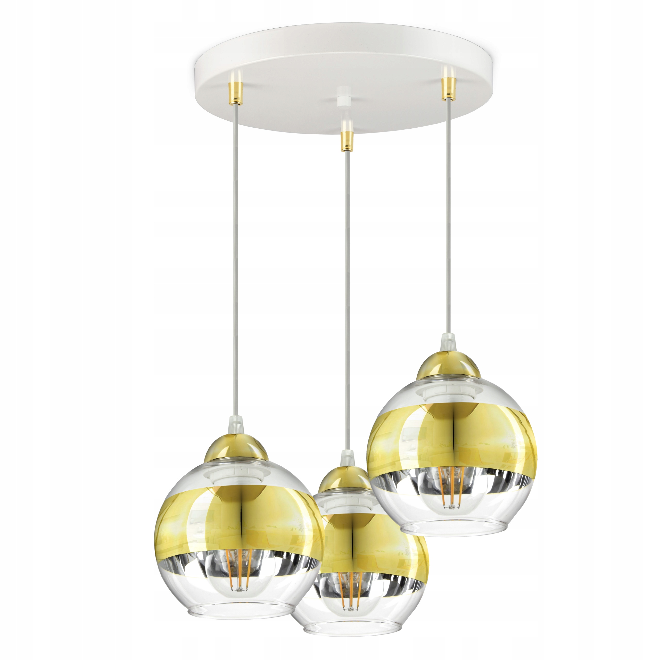 Stropní Svítidlo Bílý zlatý lustr Glass EZ3 Led