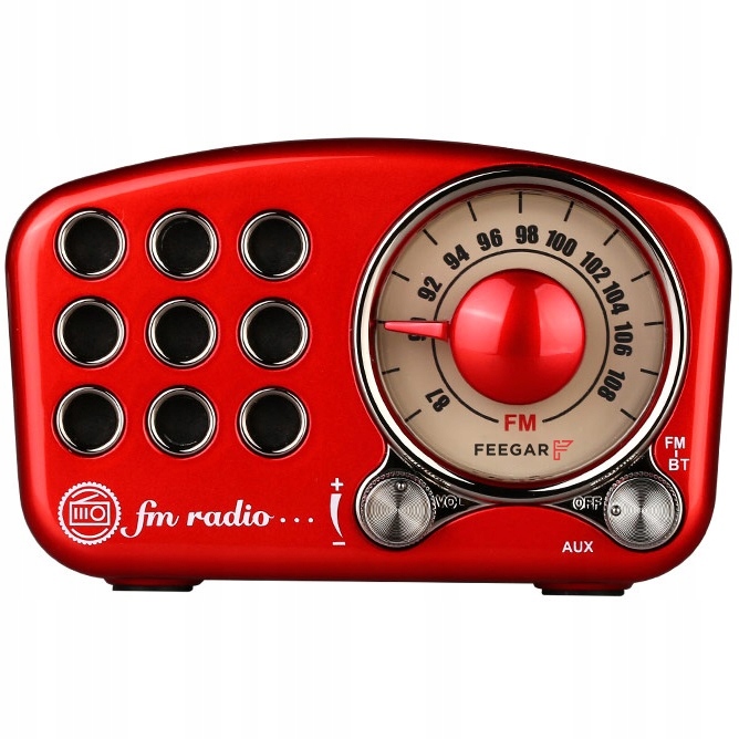 Retro Radyjko Na Dárek Fm kuchyňské Bluetooth Vintage Red Bezdrátové