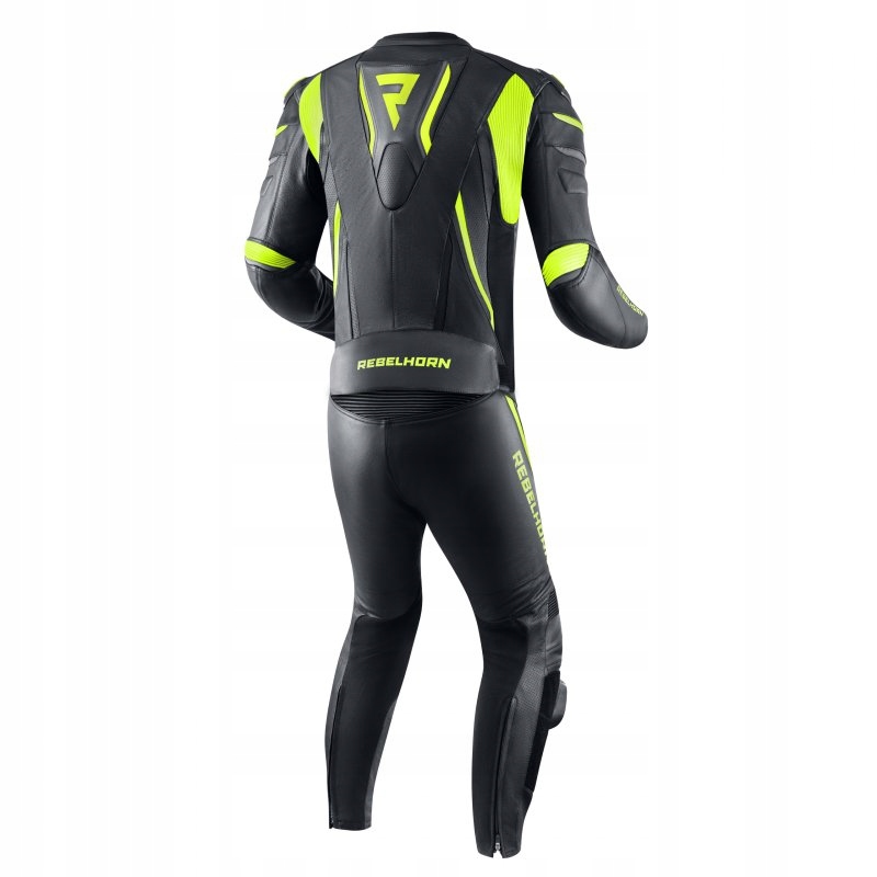 KURTKA SKÓRZANA FIGHTER BLACK/FLO YELLOW 58 Materiał skóra