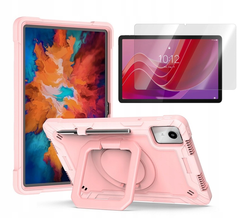 Etui do Lenovo Tab M11 TB330 10.95 cali Solid 360 Pen różowe Case I Szkło