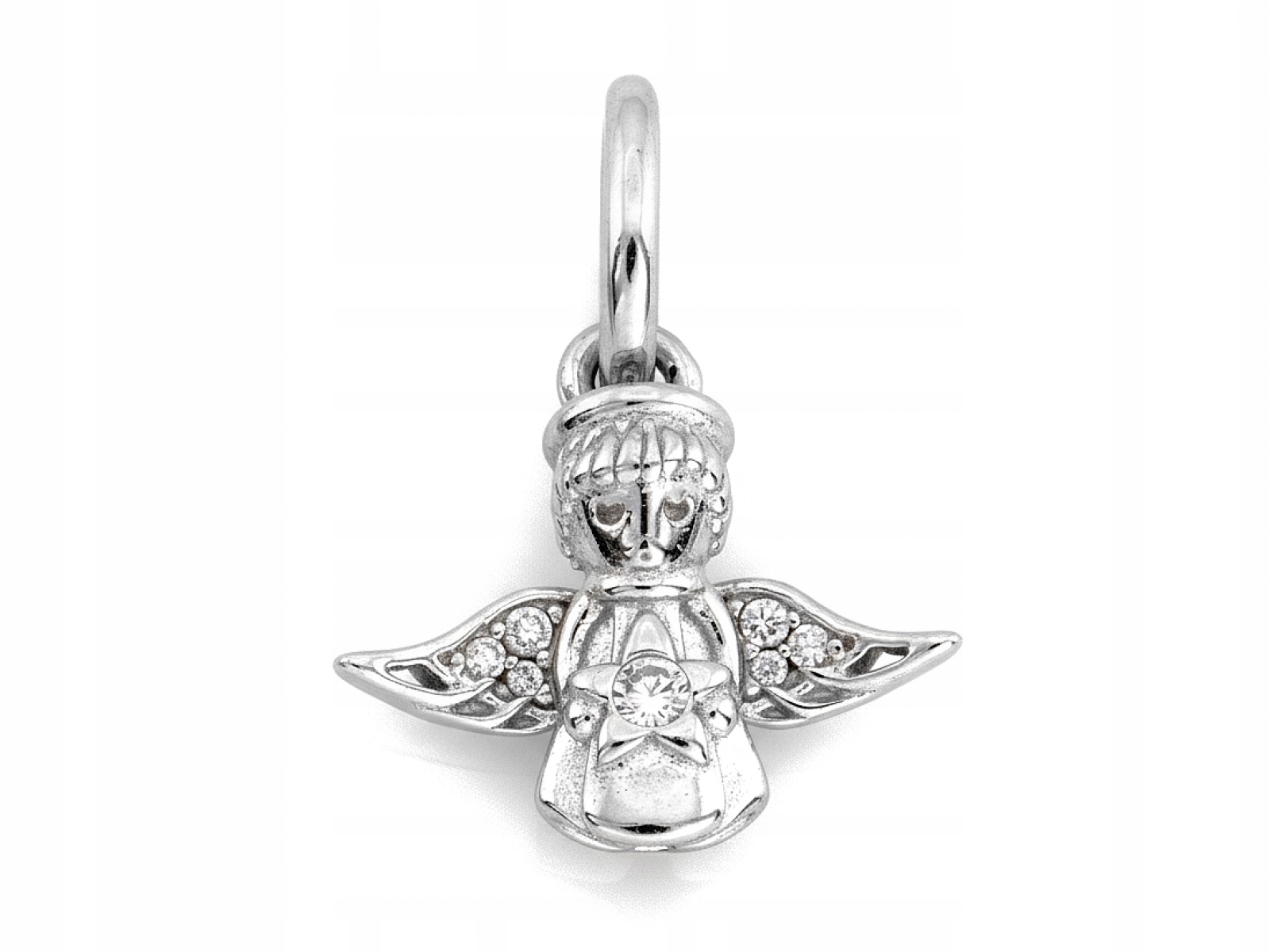 Dámský stříbrný přívěsek 925 Anděl s zirkony, stylový a elegantní design
