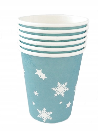 KUBECZKI PAPIEROWE URODZINY PŁATKI ŚNIEGU 6 SZTUK