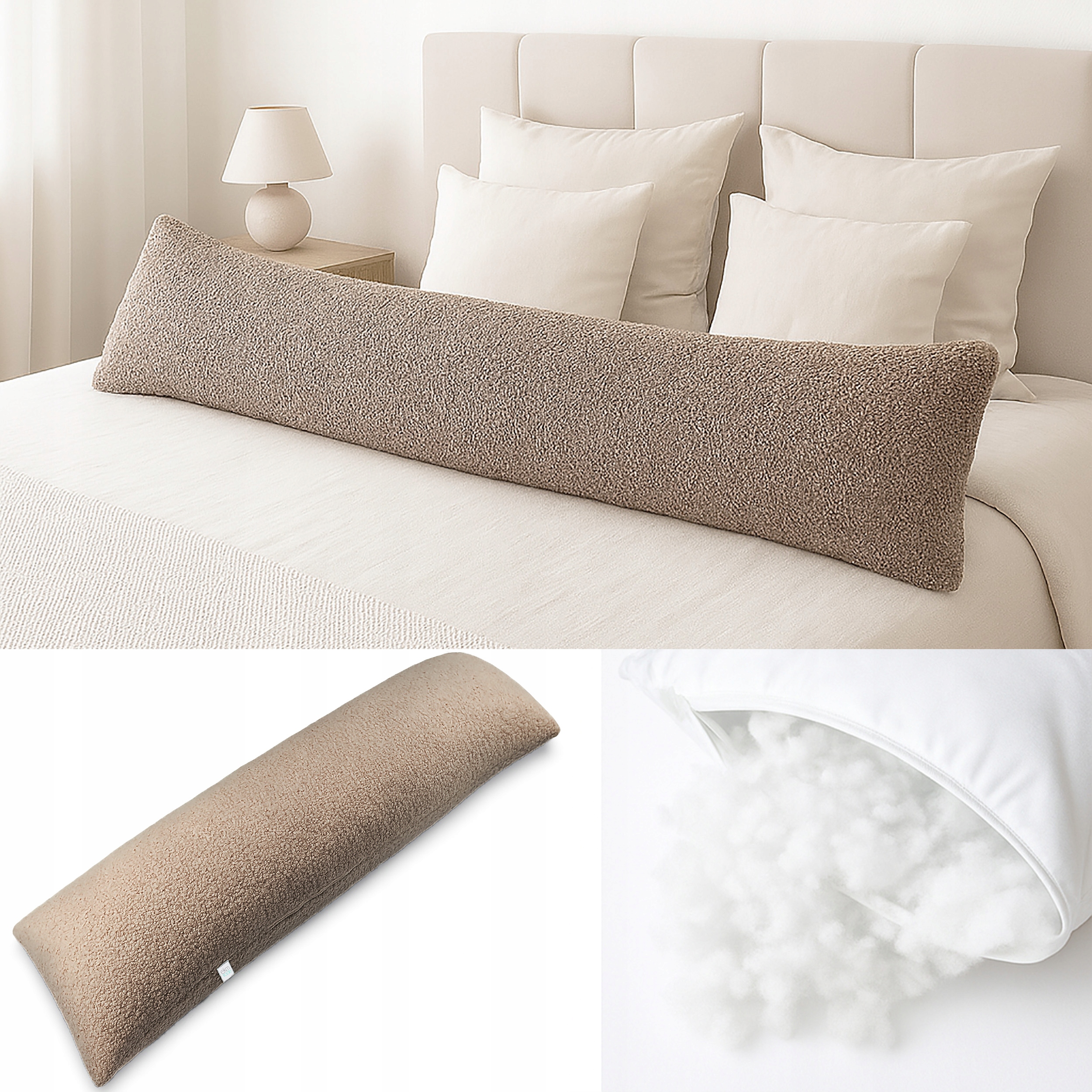 Dlouhý polštář s polštářem 40x145 na spaní na Boku Břicha Boucle Minky MIX