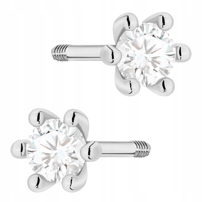 Klasické Zlaté Náušnice Dámské pr. 585 na tyč s diamanty 0,16 ct 14k