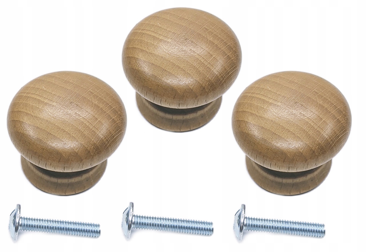 

3x Gałka Meblowa Drewniana Buk Ciemny Drewno
