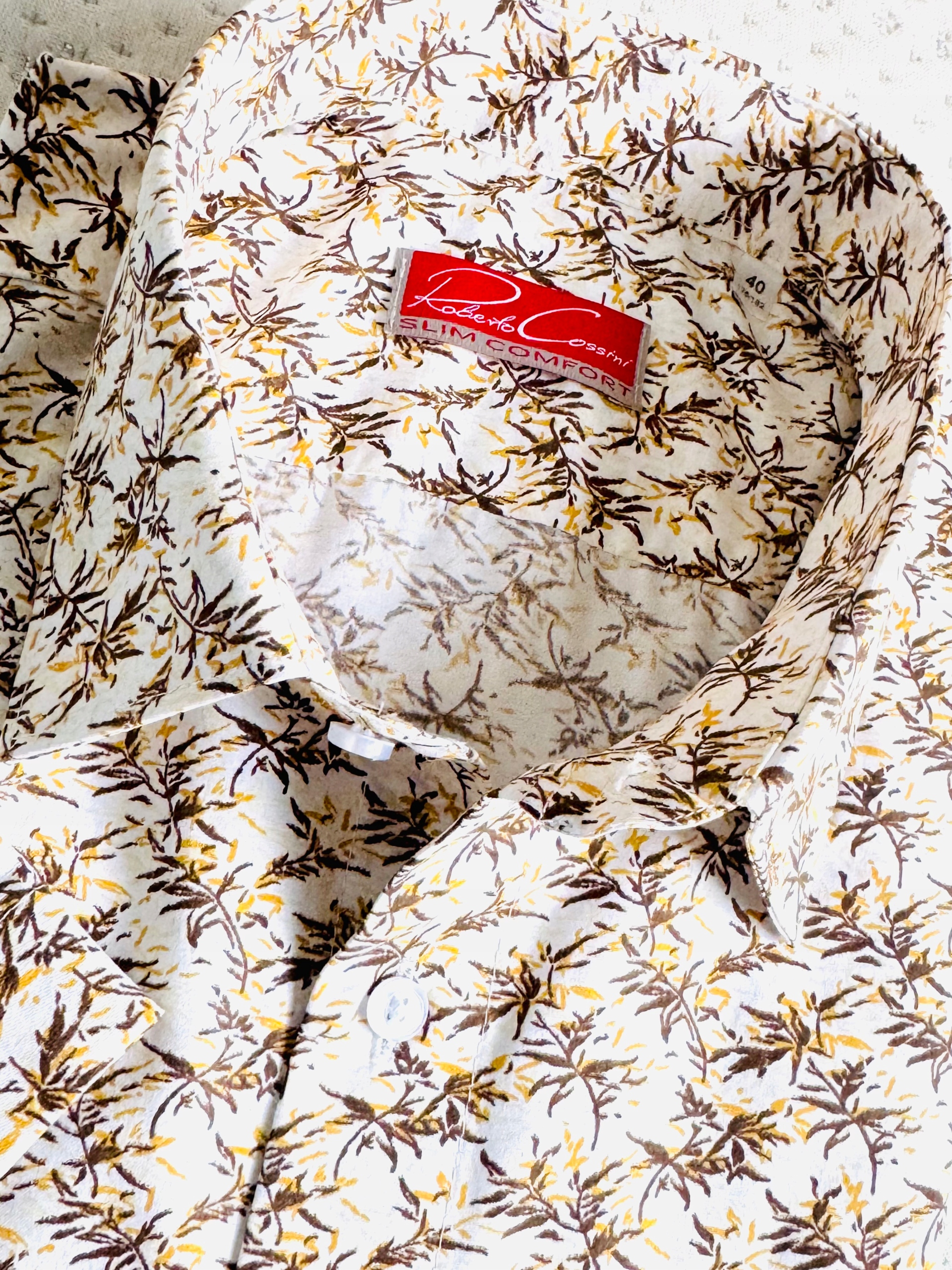 Roberto Cossini pánská košile slim listy krátký rukáv 41 176/182 20328/5