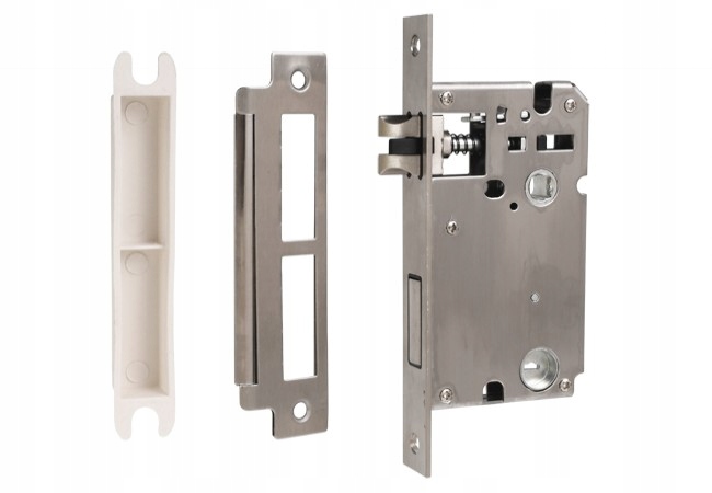 Zamek wpuszczany do klamek elektronicznych 72/50 blokada zapadki Inox