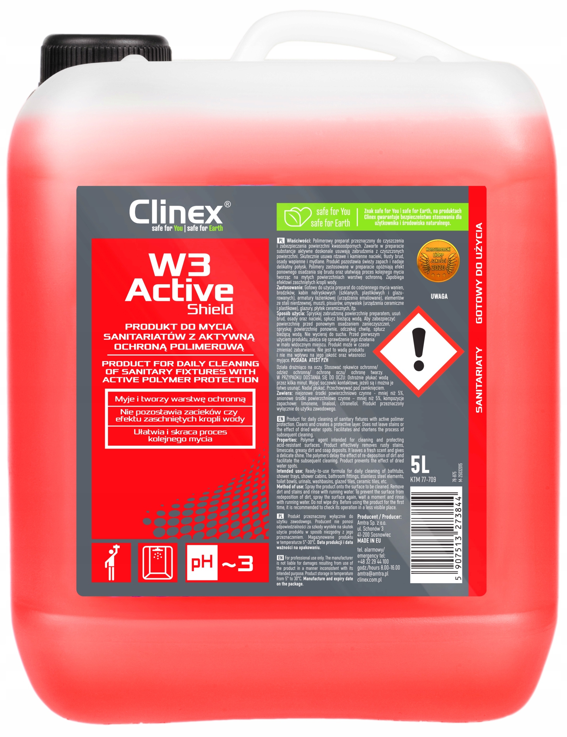 CLINEX W3 ACTIVE SHIELD DO MYCIA SANITARIÓW - 5L