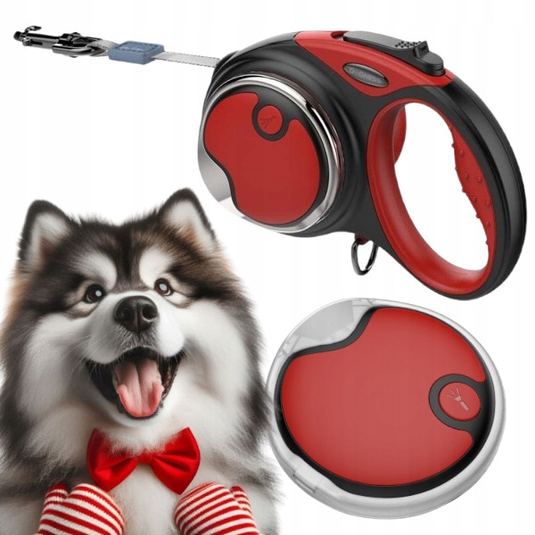 Levně Vodítko Pro Psa automatická Svinovací páska 5 m do 36 kg Dogness L Led Svítilna
