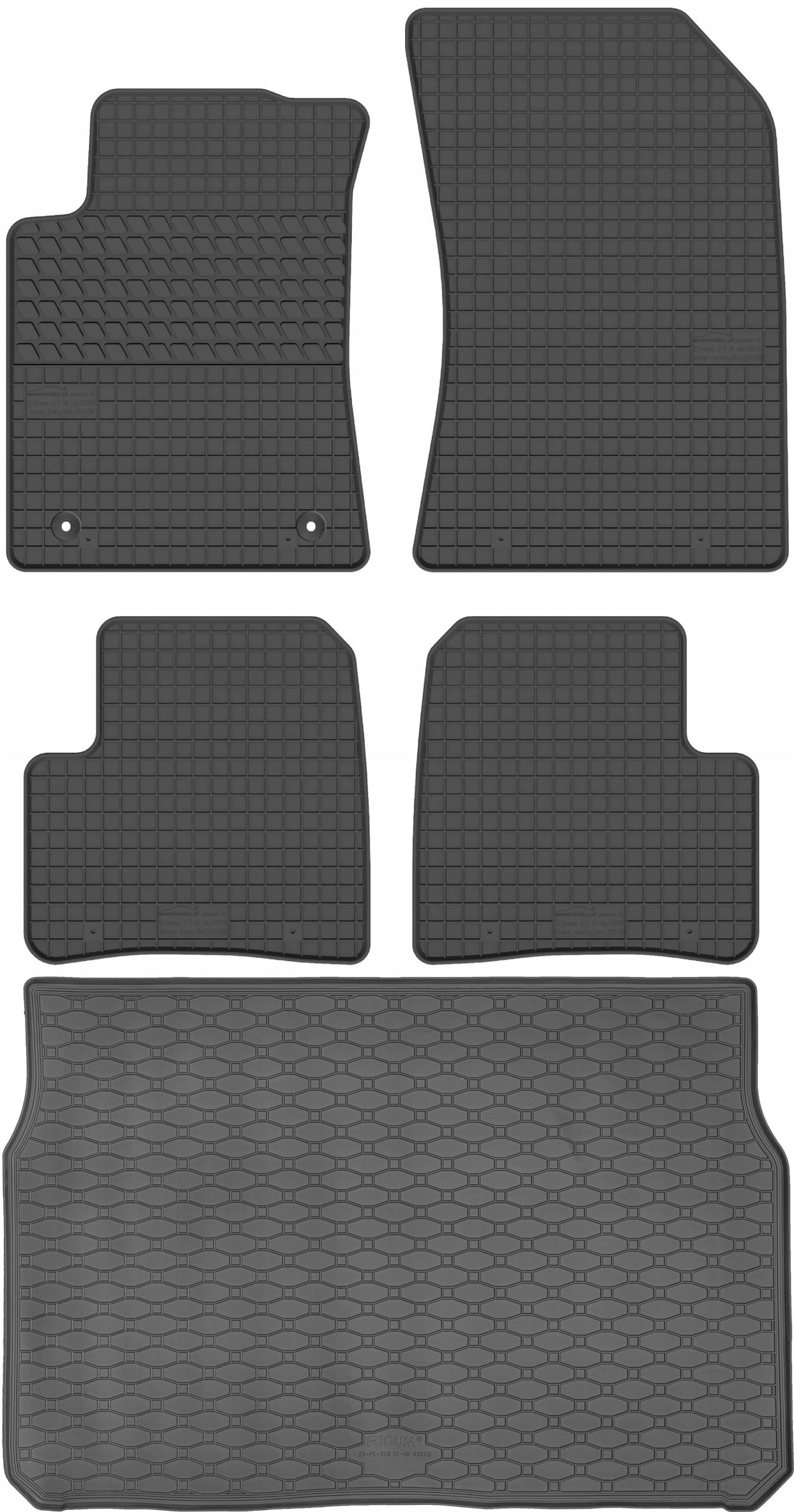 Citroen C3 III Hatchback 2017-2024 Sada Koberce batožinový priestor