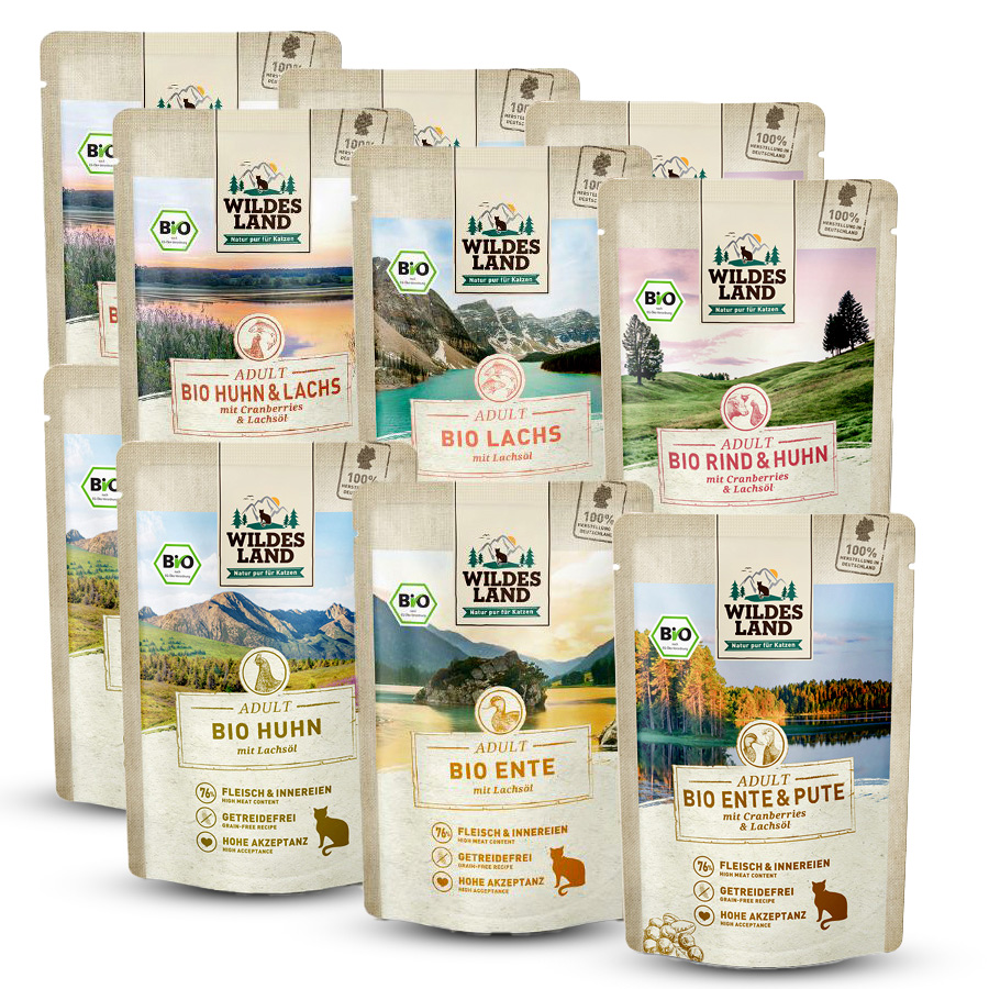 Levně Wildes Land Cat Bio 85g mokré krmivo pro kočky