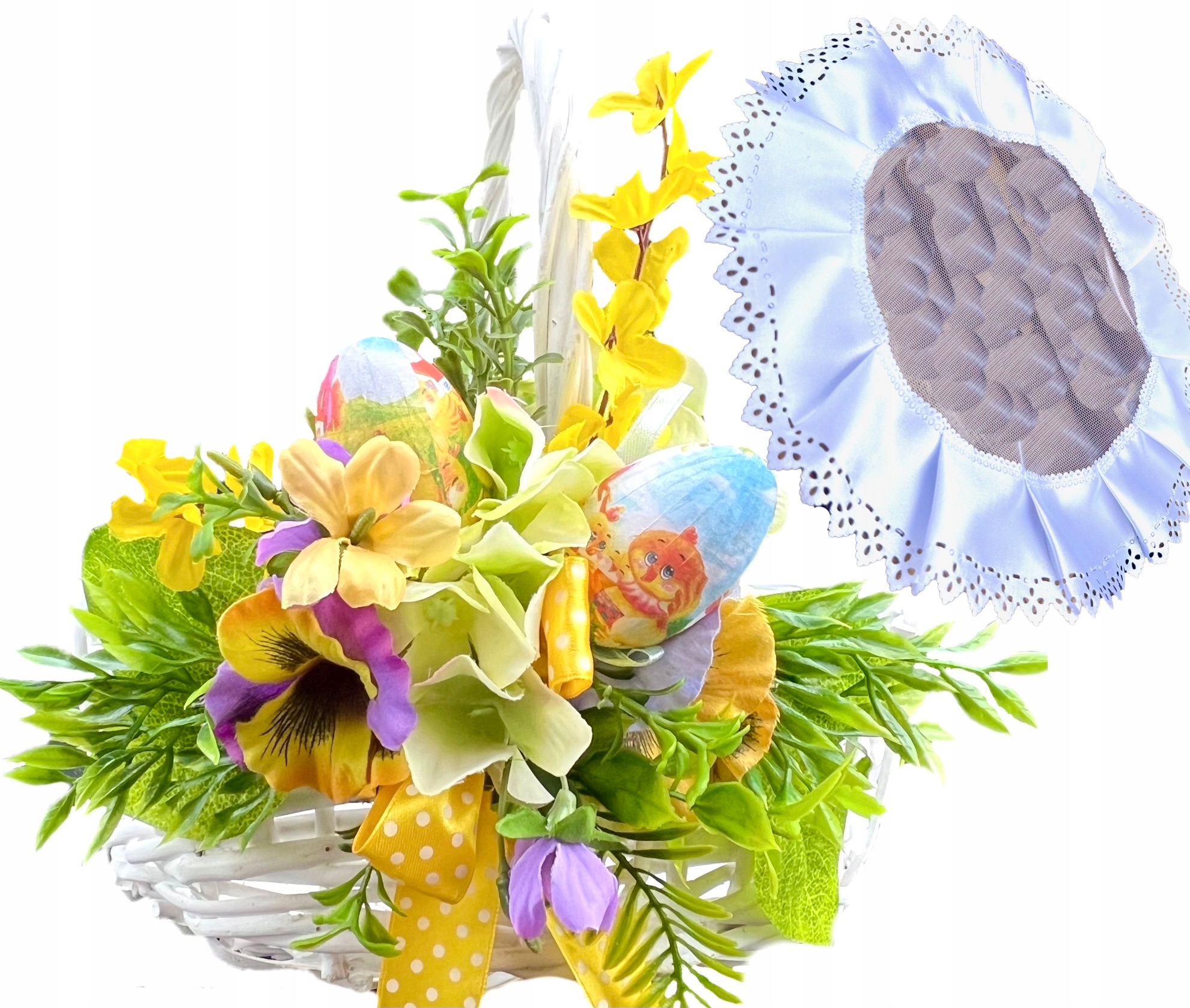 Koszyk z dekoracją na Święconkę + SERWETKA stroik