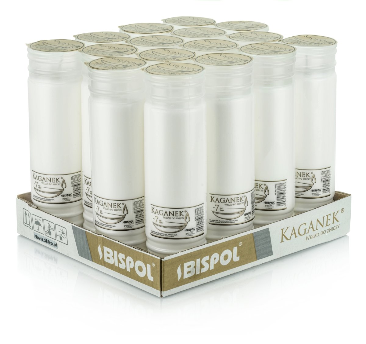 do hřbitovních svíček parafínové celoroční 22,5 cm Kaganek K7 Bispol (16 kusů)