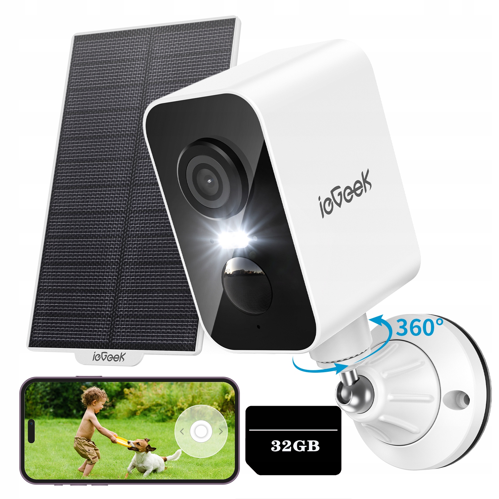 Zewnętrzna Solarna Kamera Obrotowa Wifi 3MPx na 5200mAh Z Panelem Solarnym