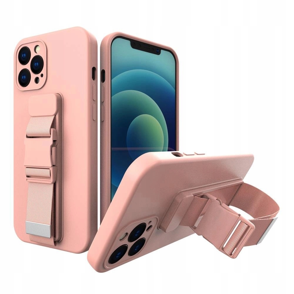 Rope case żelowe etui ze smyczą łańcuszkiem torebka smycz do iPhone Xr róż