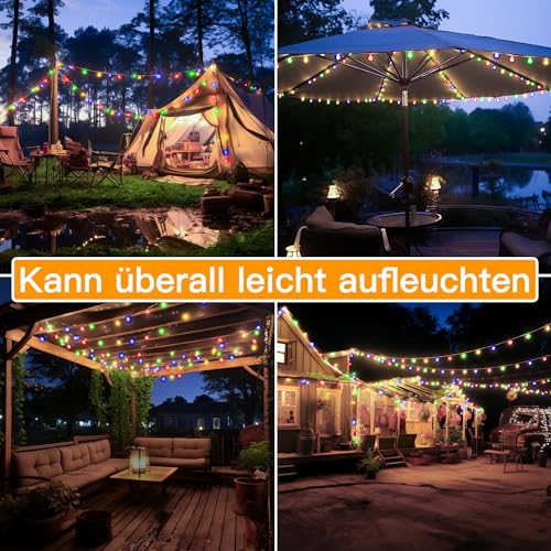 OLLNY Solarny Łańcuch Świetlny Girlanda Zewnętrzna 12M 100LED IP65 8 Trybów — miniatura 6