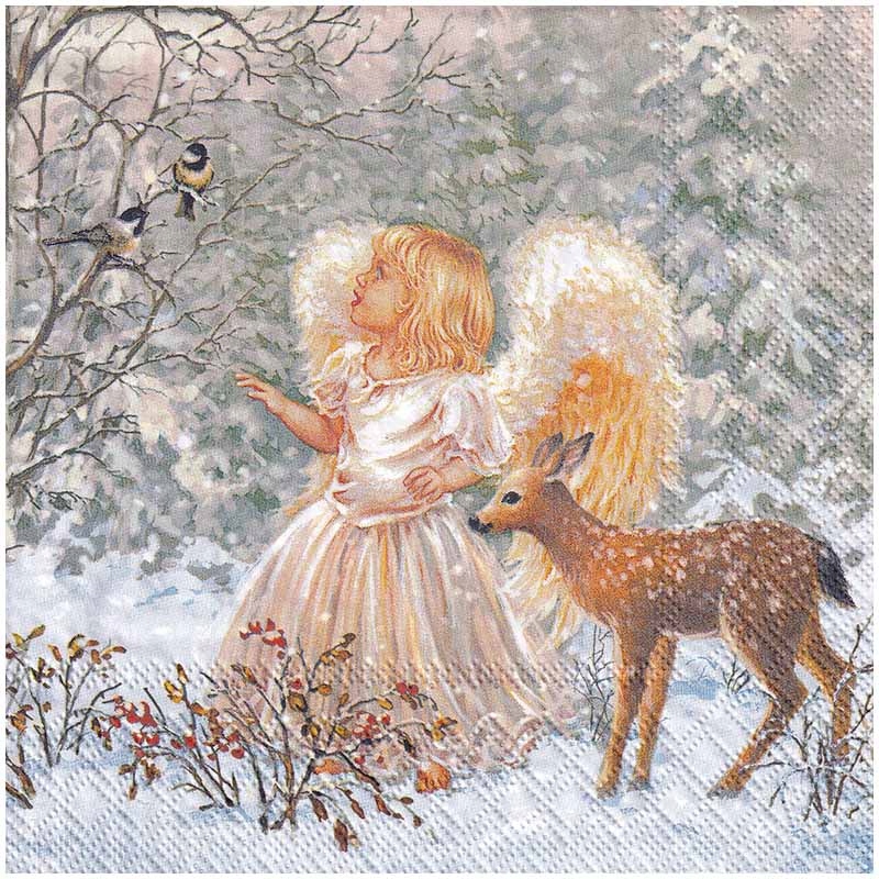 Serwetka do decoupage 33x33cm Winter Angel aniołek