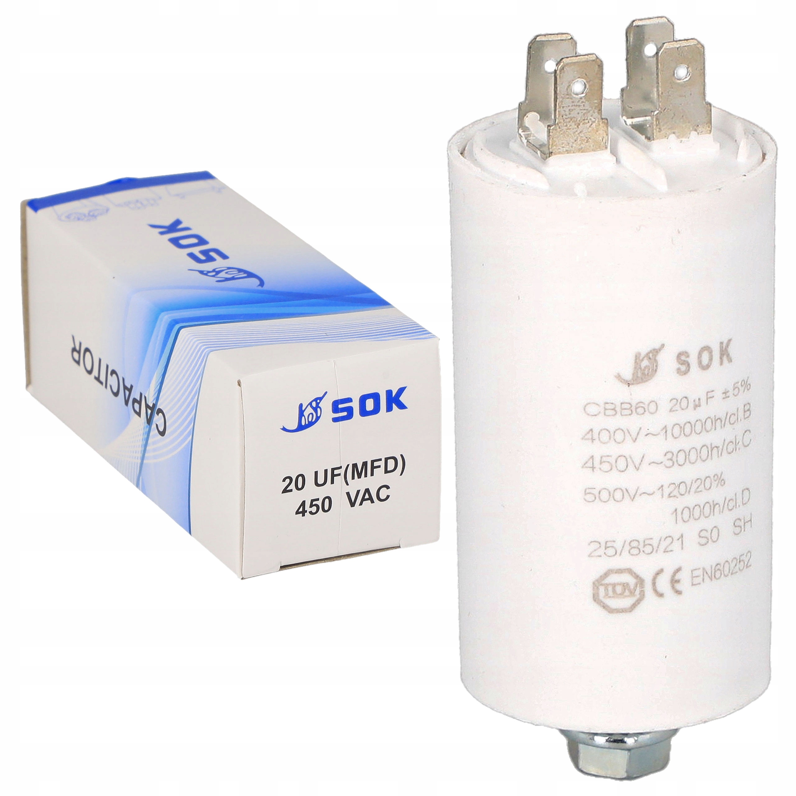 KONDENSATOR ROZRUCHOWY DO SILNIKA 20uF 450V