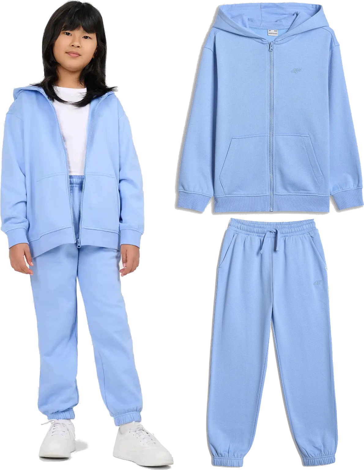 Dziewczęcy dres 4F komplet bluza spodnie niebieski 33S 164 cm