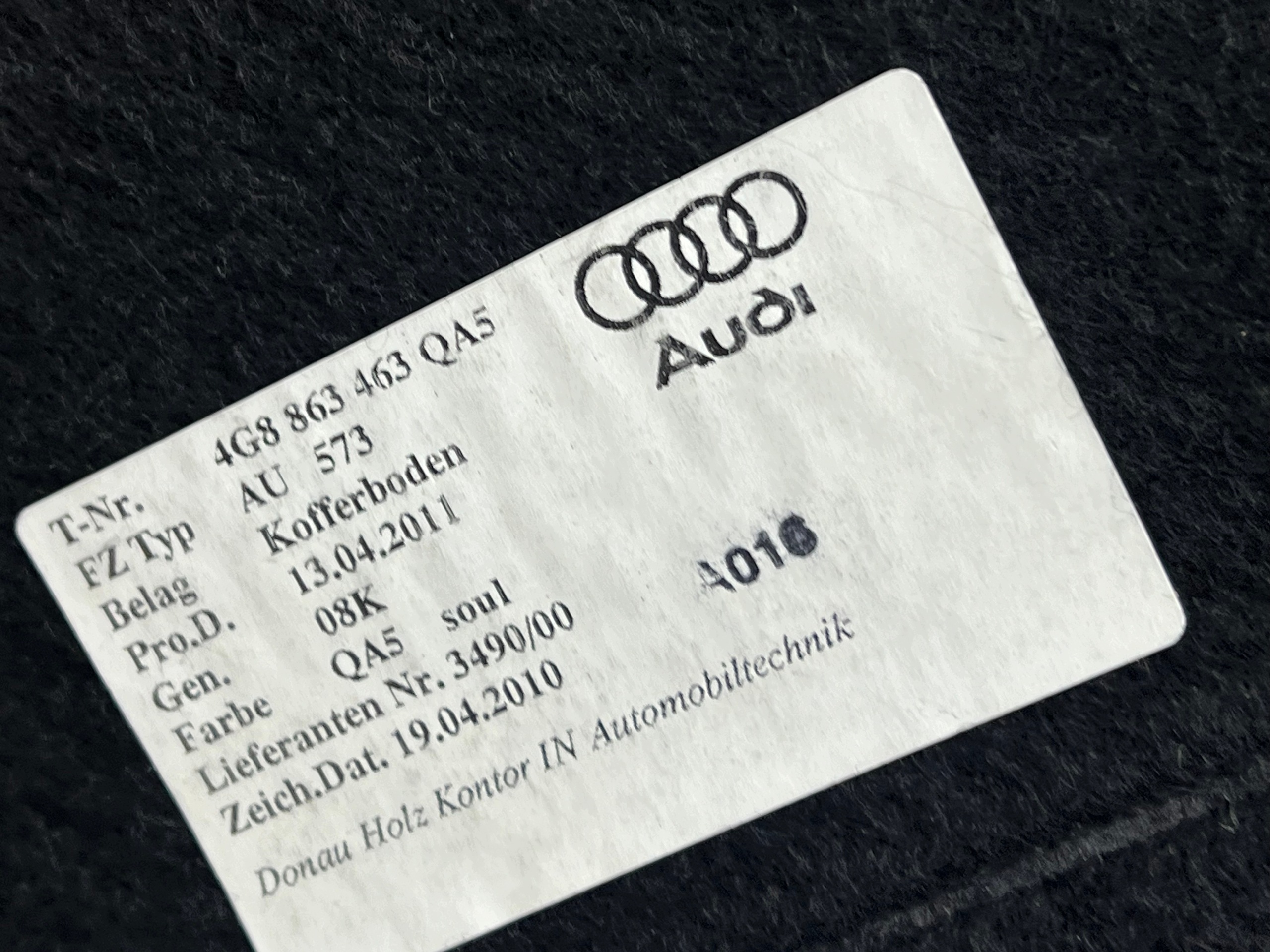 AUDI A7 C7 cover PODGLOGA mats boot original 4G8863463