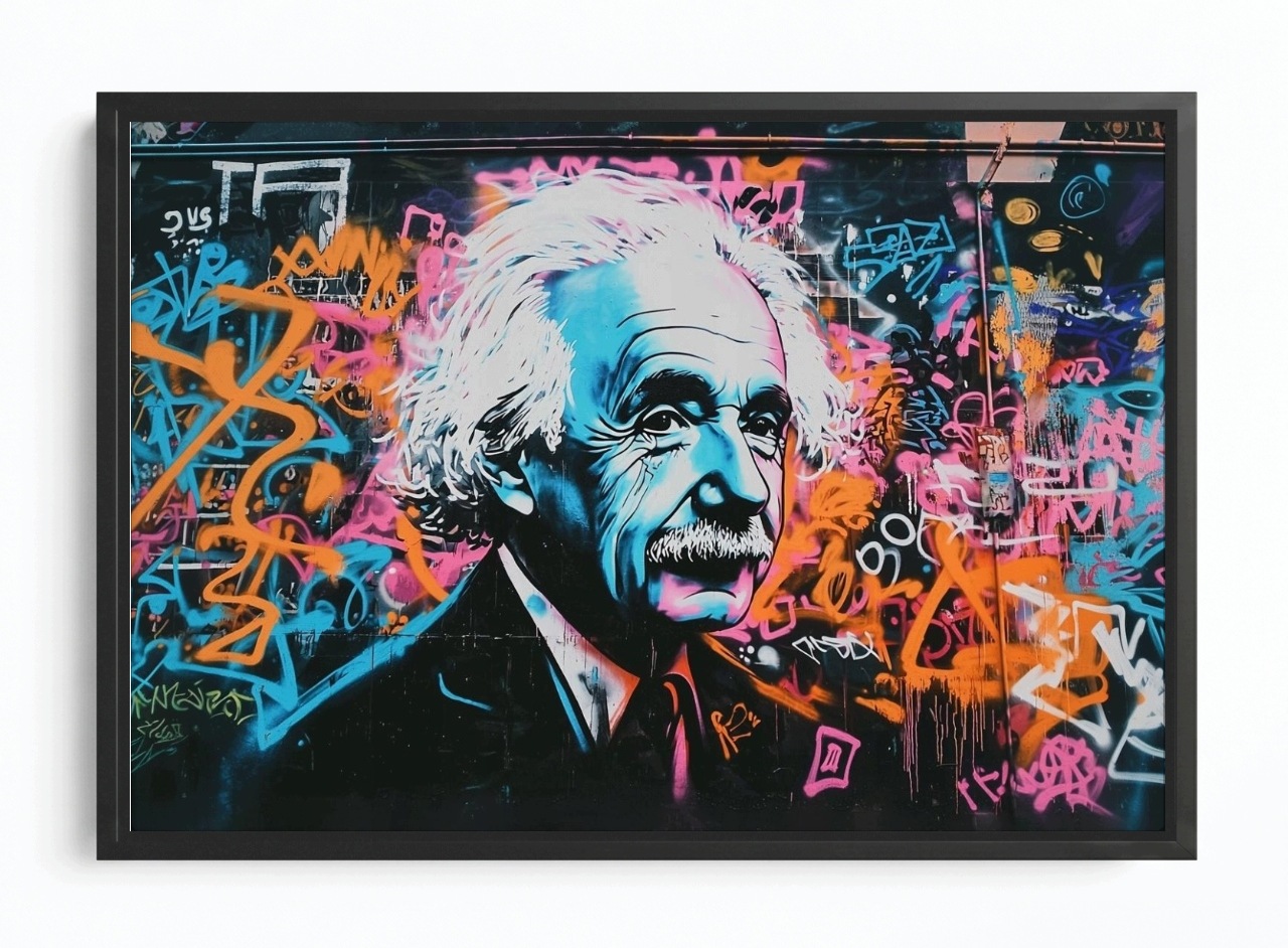 Obraz Rám American Box Stěna Graffiti Portrét Albert Einstein 120x80