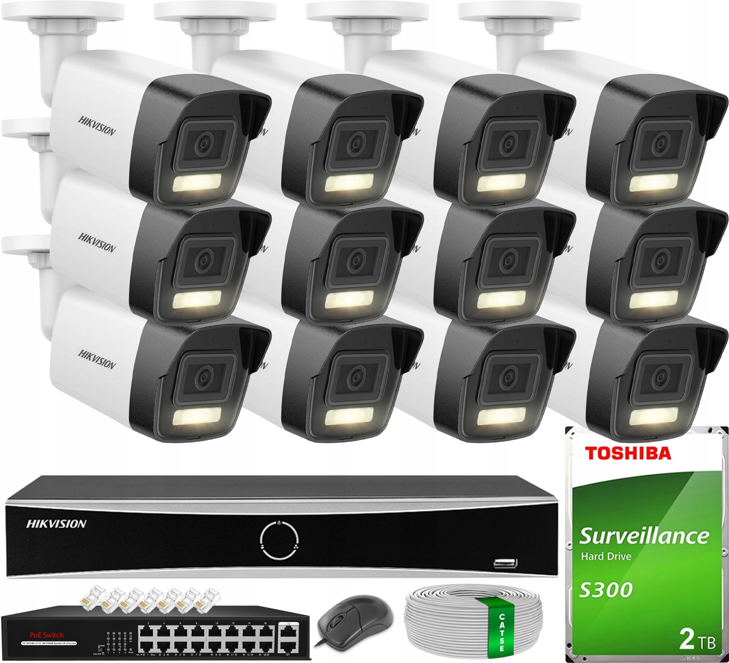Monitoring Hikvision 12 Kamer Ip 6MPX Smart Hybrid Light Externí Hdd 2TB