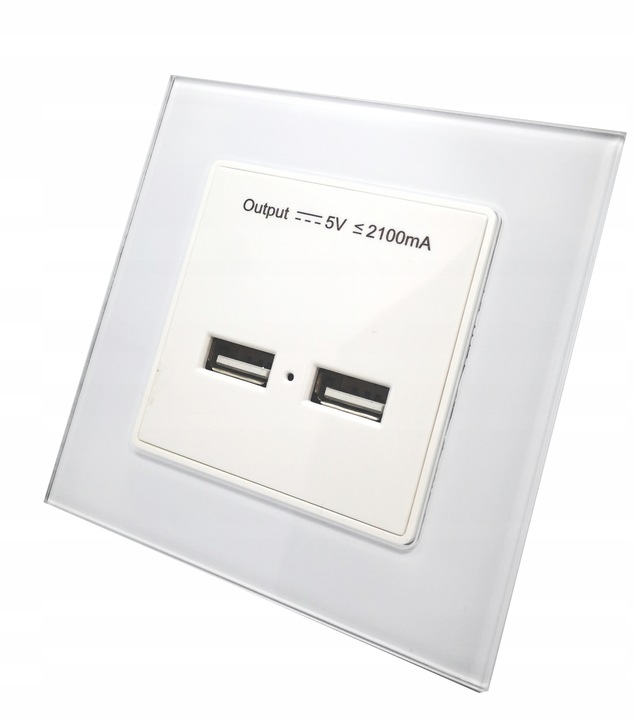 

Gniazdko Szklane Z 2 x Usb Białe Kontakt Puszka