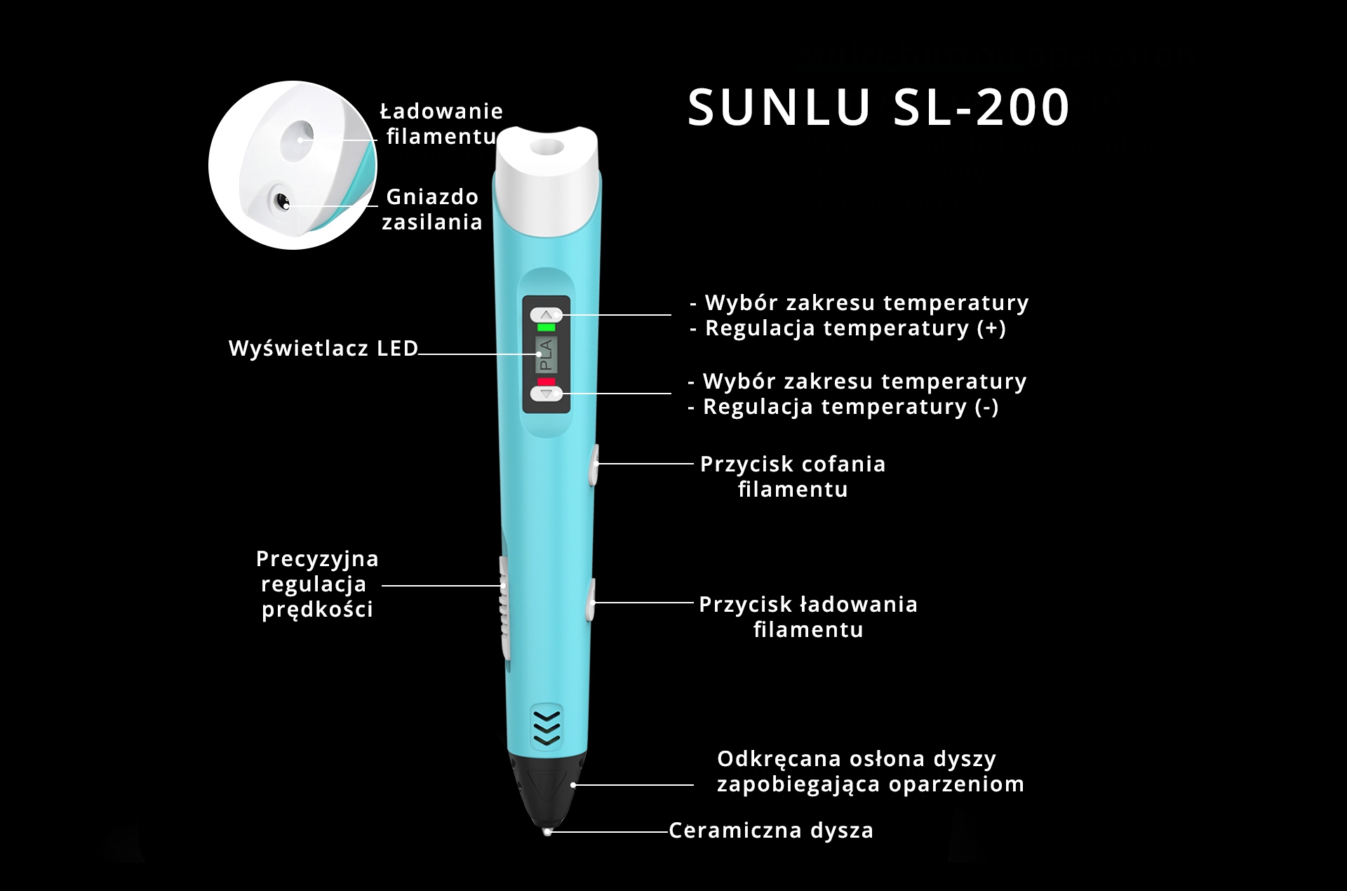 Magiczny długopis 3D Pen SUNLU SL-200 Blue/Niebies Model SL-200