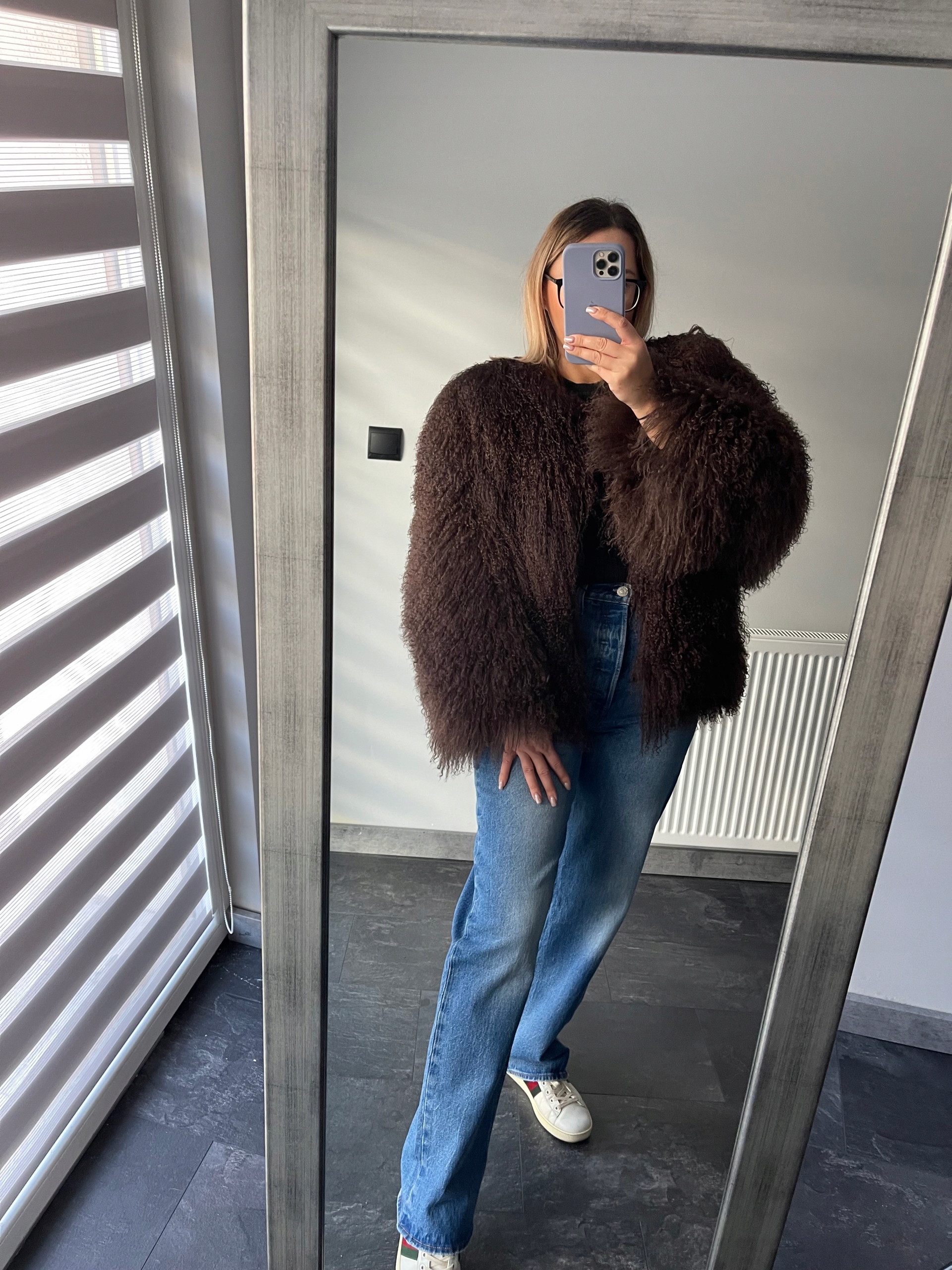 Futro z lamy Lama brąz 65cm