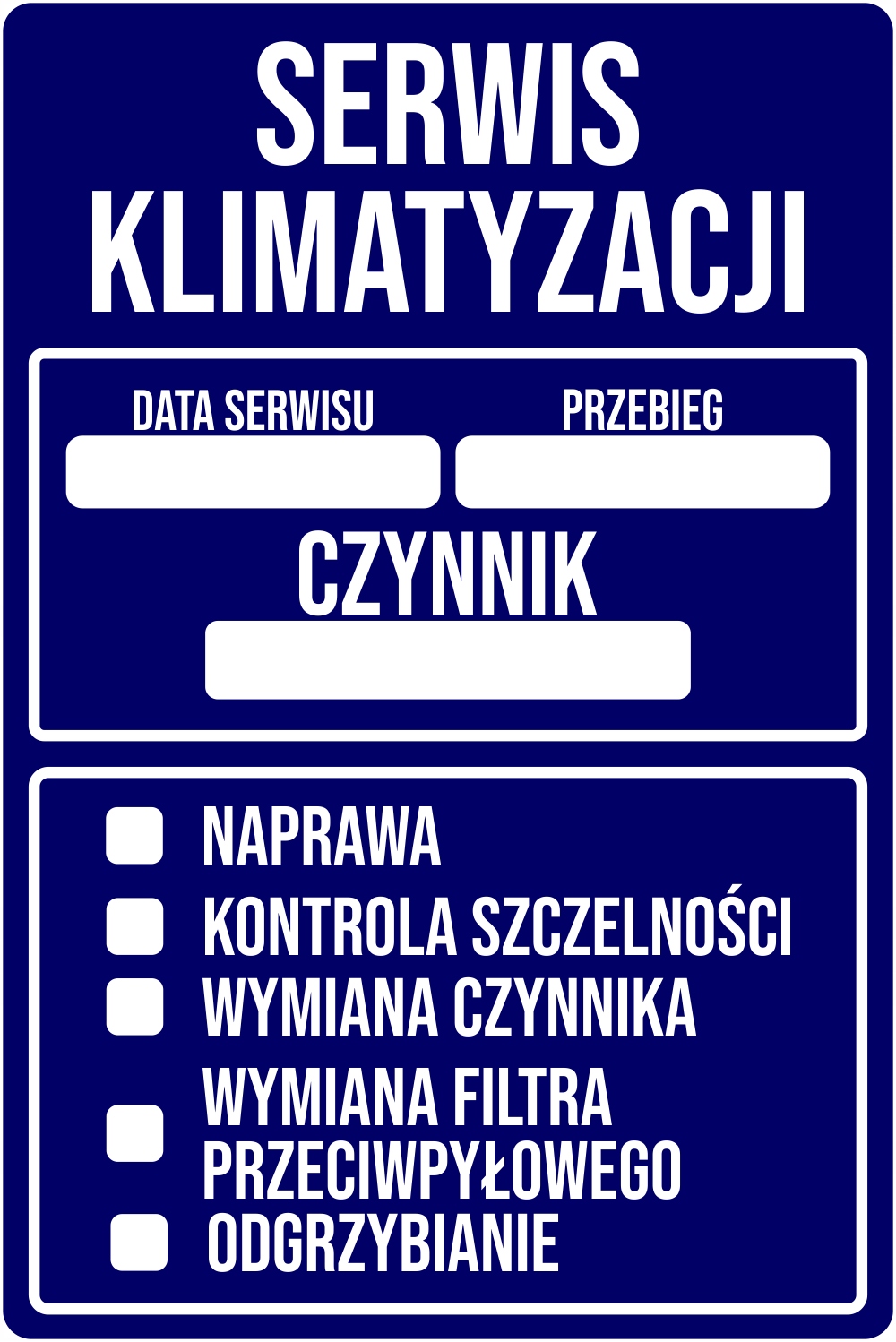 

100x Naklejki Serwis Klimatyzacji granatowe 9x6 cm