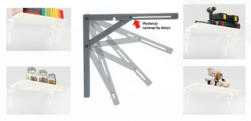 2x SKŁADANY WSPORNIK KĄTOWNIK POD PÓŁKĘ 400 ZŁOTY Głębokość 390 mm