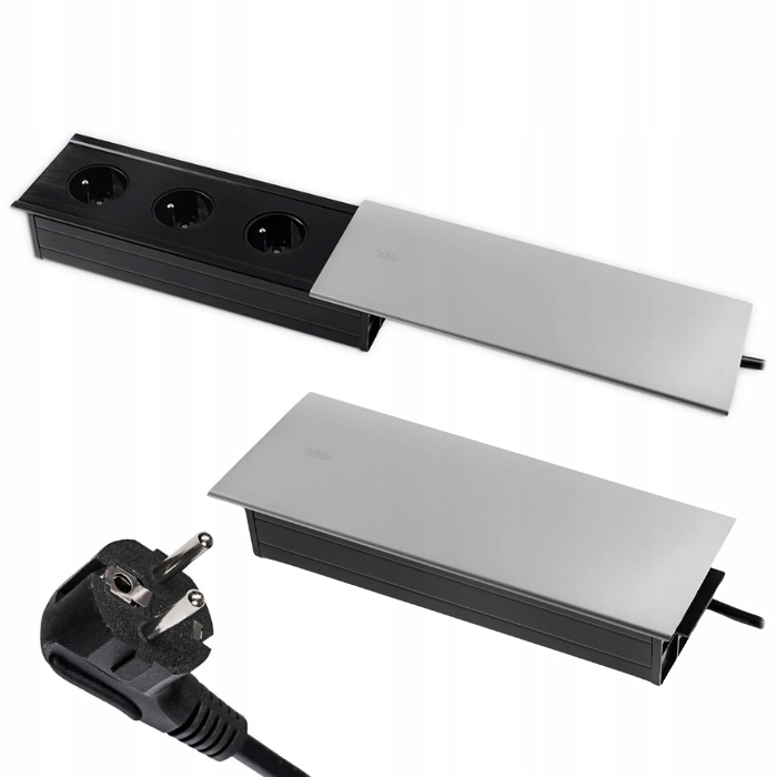 Elektrická zásuvka zasouvací zásuvka Spacetronik SPS-S33S k psacímu stolu