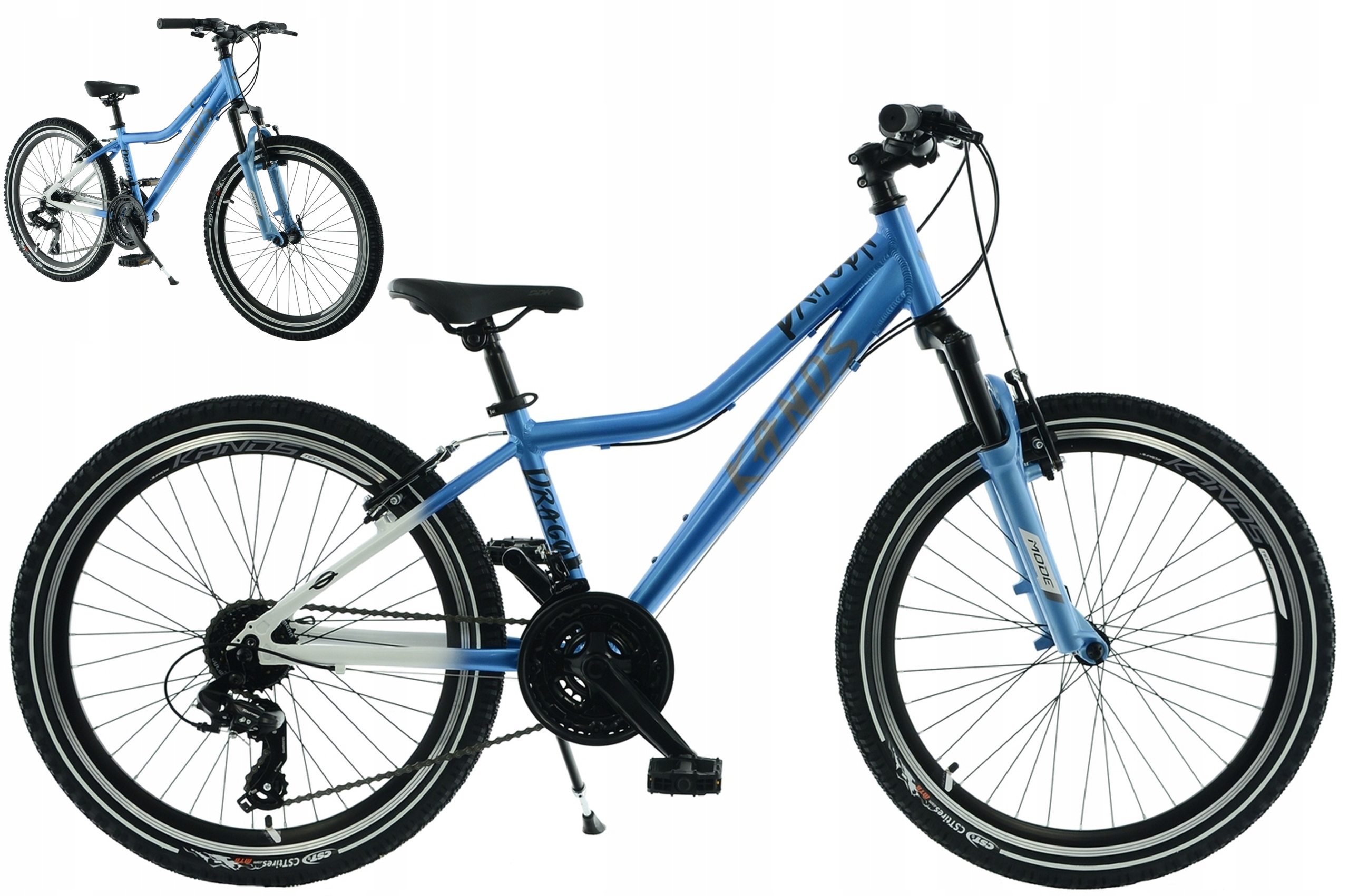 Rower 24" Kands Dragon rama 13" błękitny biały R25