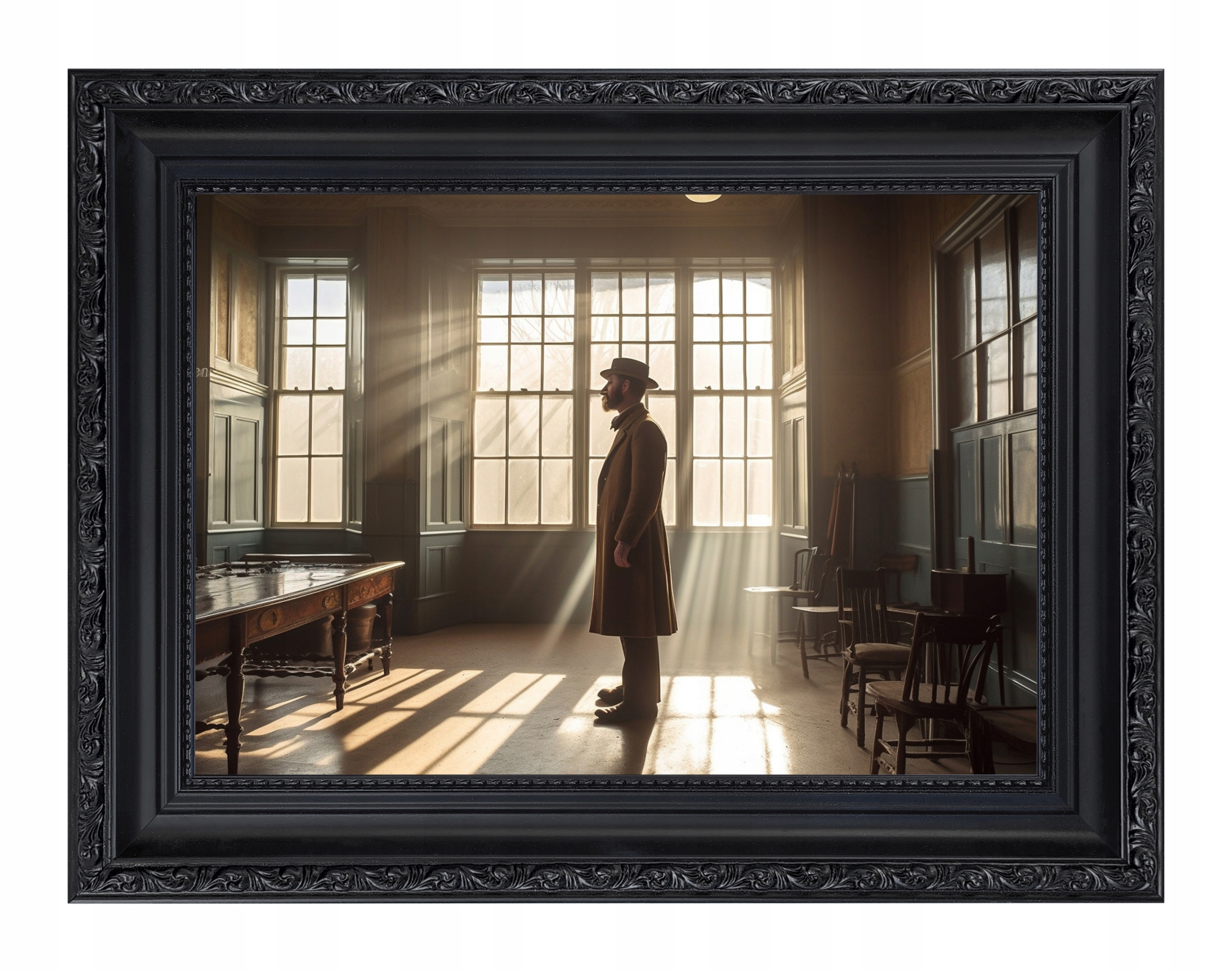 Rámeček dřevěný zdobený na fotografii A4 černý