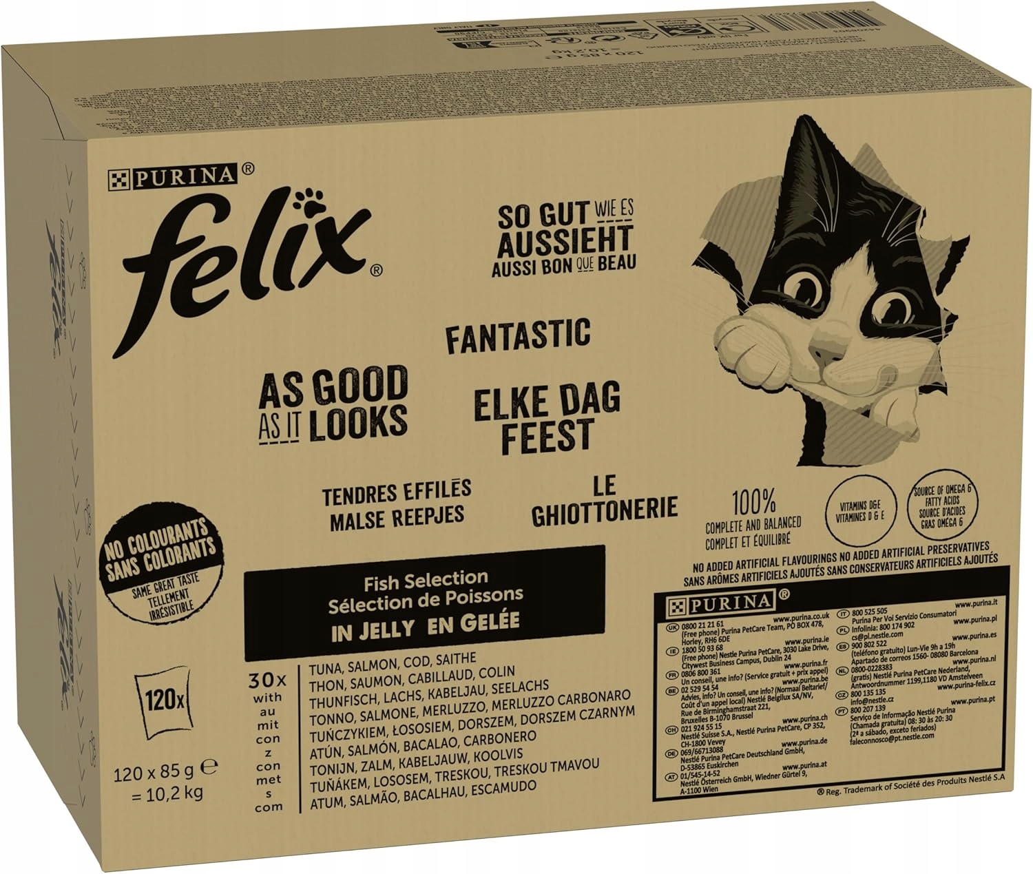 Felix Kočka Dospělý Kousky 10.2 kg Kompletní mix bez konzervantů