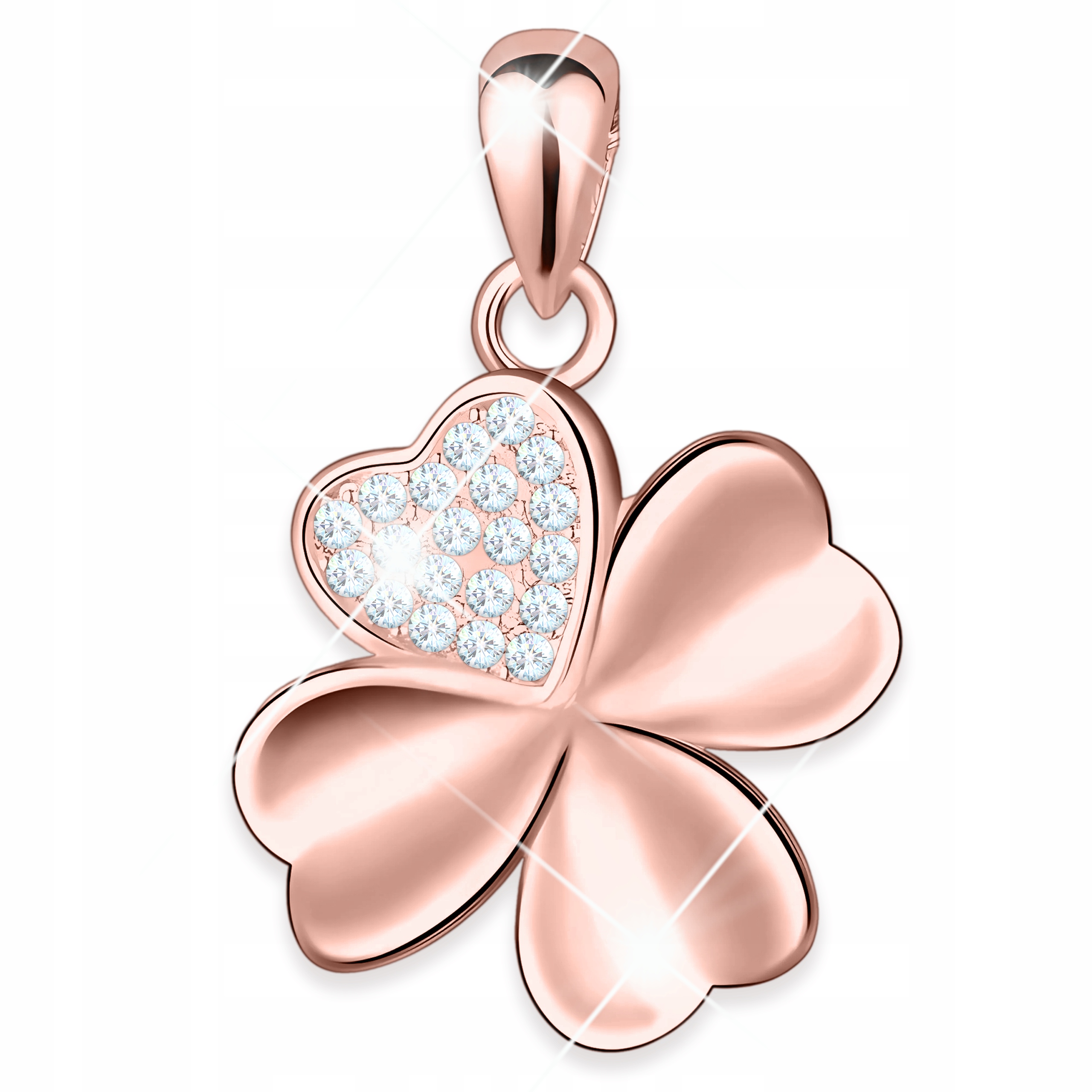 Pozlacený Jetel se čtyřlístkem a kubickým zirkonem, Stříbro