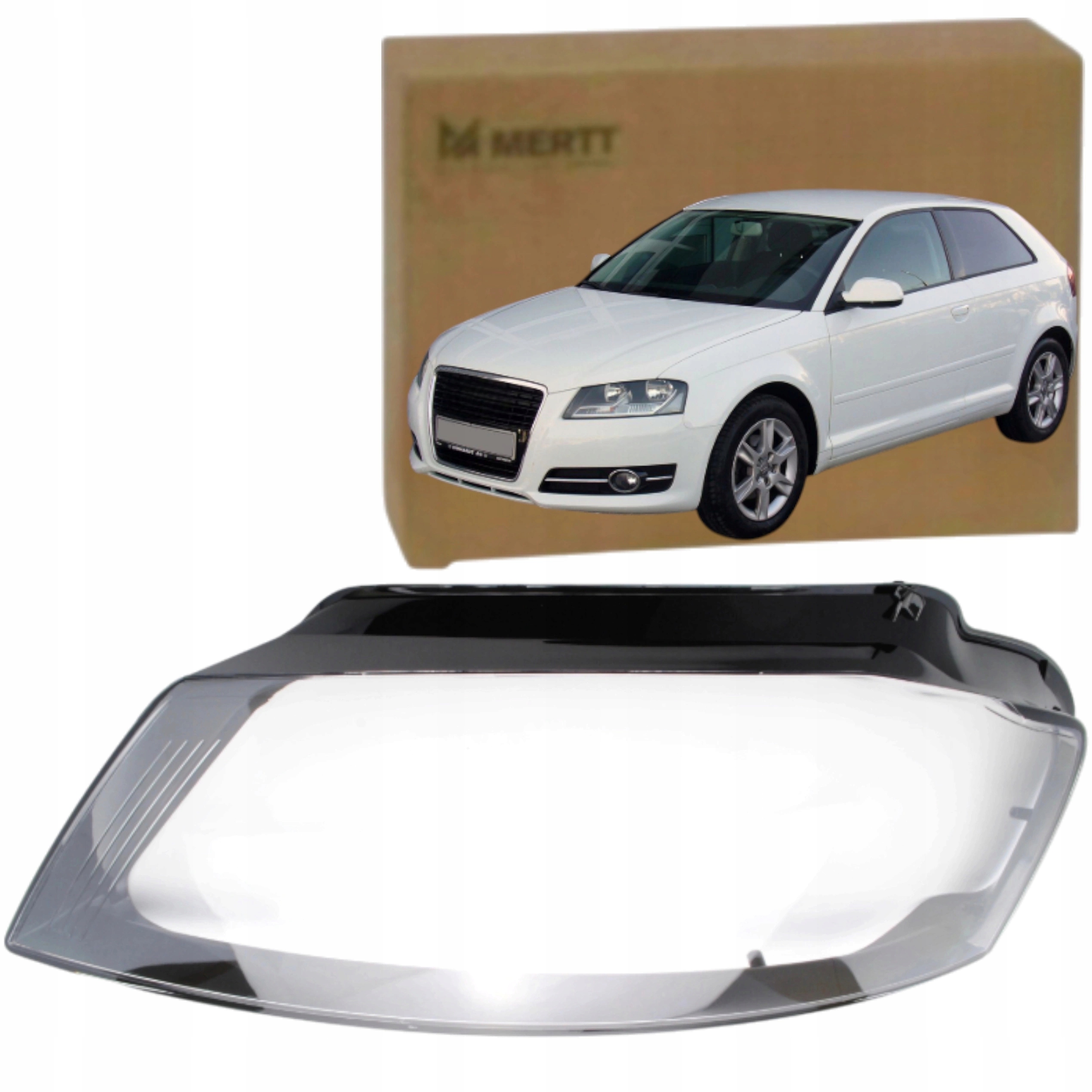Levé sklo světlometu, lampa Audi A3 8P 2008-2013 po faceliftu