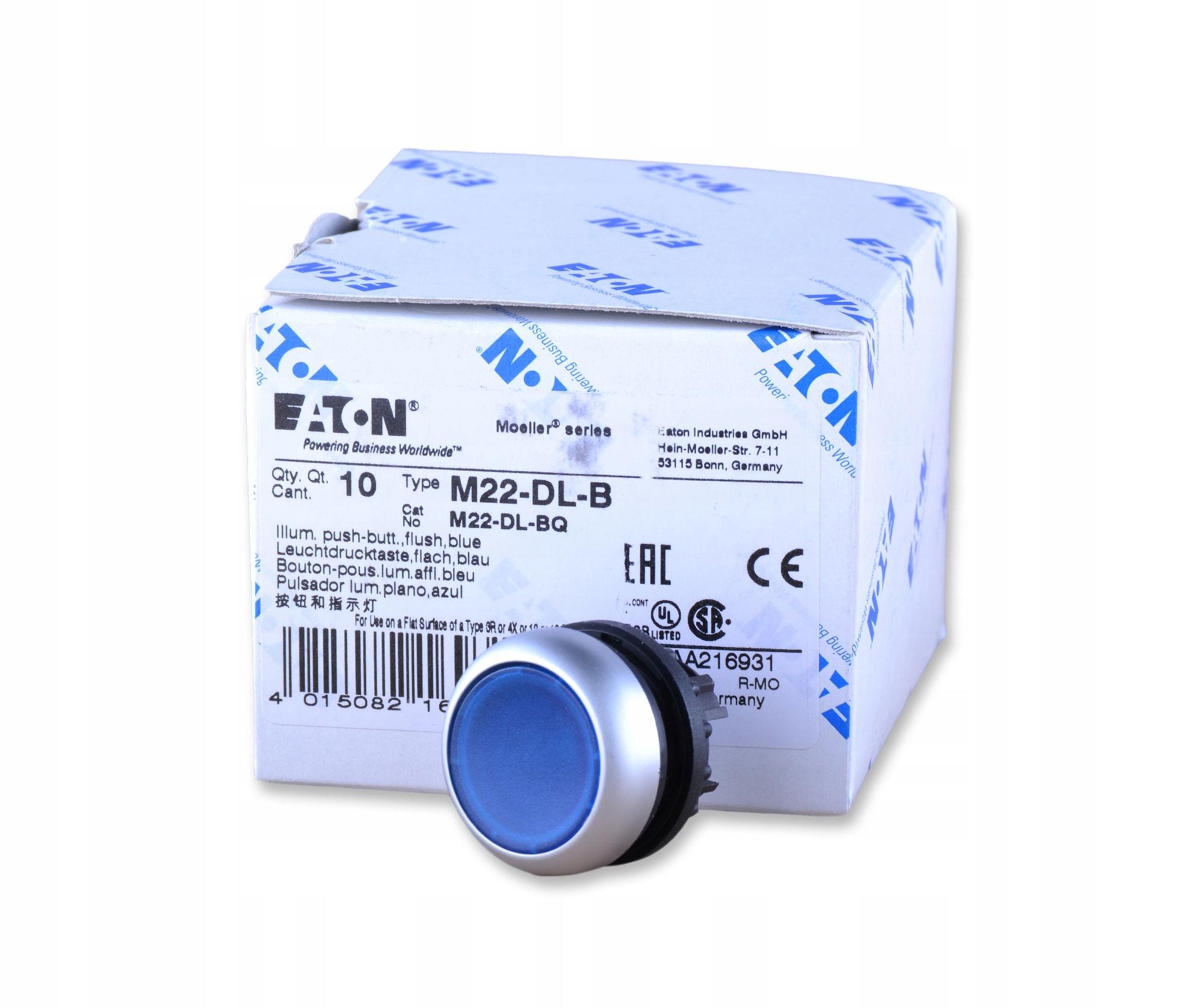 EATON M22-DL-B 216931 NAPĘD PRZYCISKU Z PODŚWIETLE Kod producenta M22-DRL-B ( niebieski )