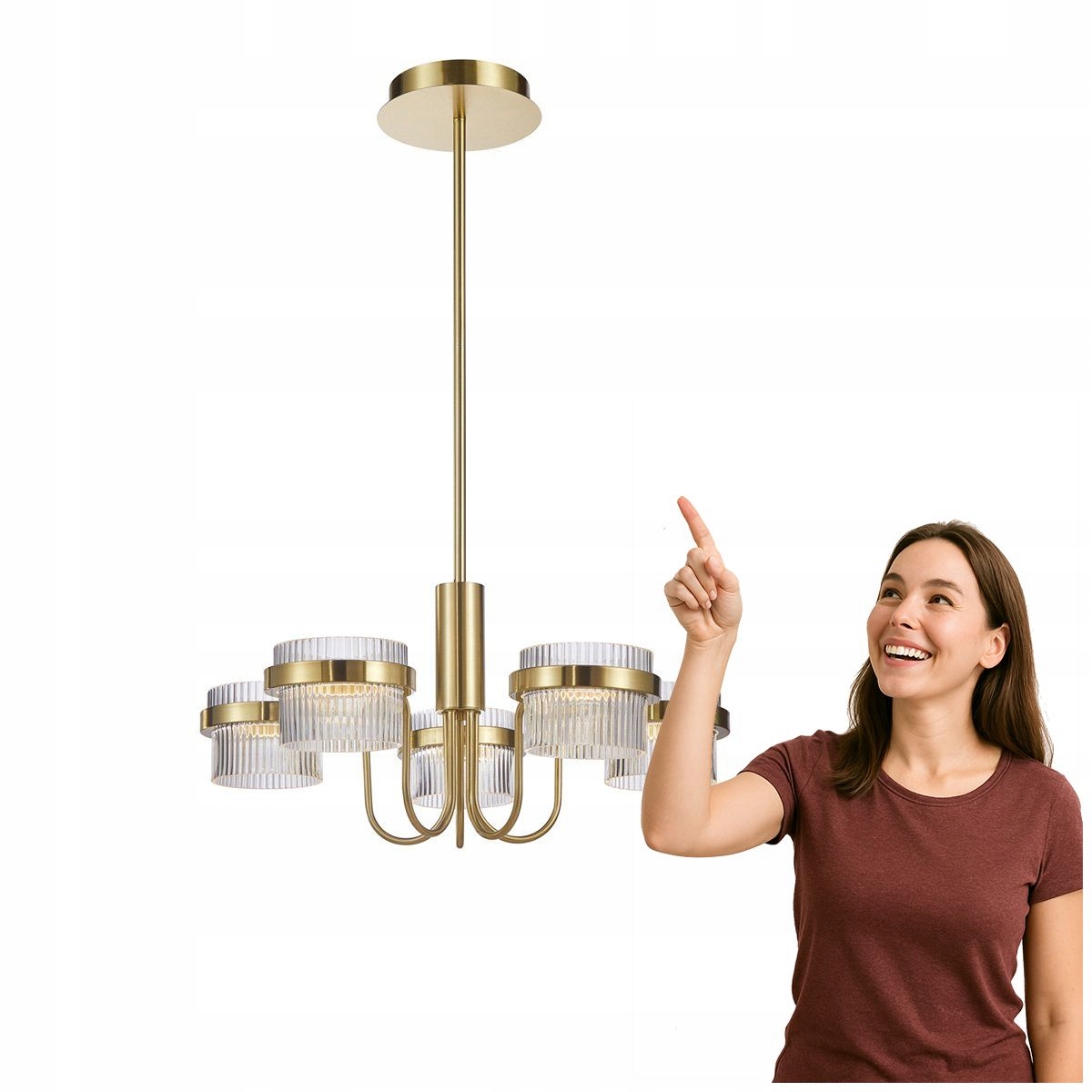 Klasický lustr Tiára 40W Led 5 ramen zlatý lesk Italux