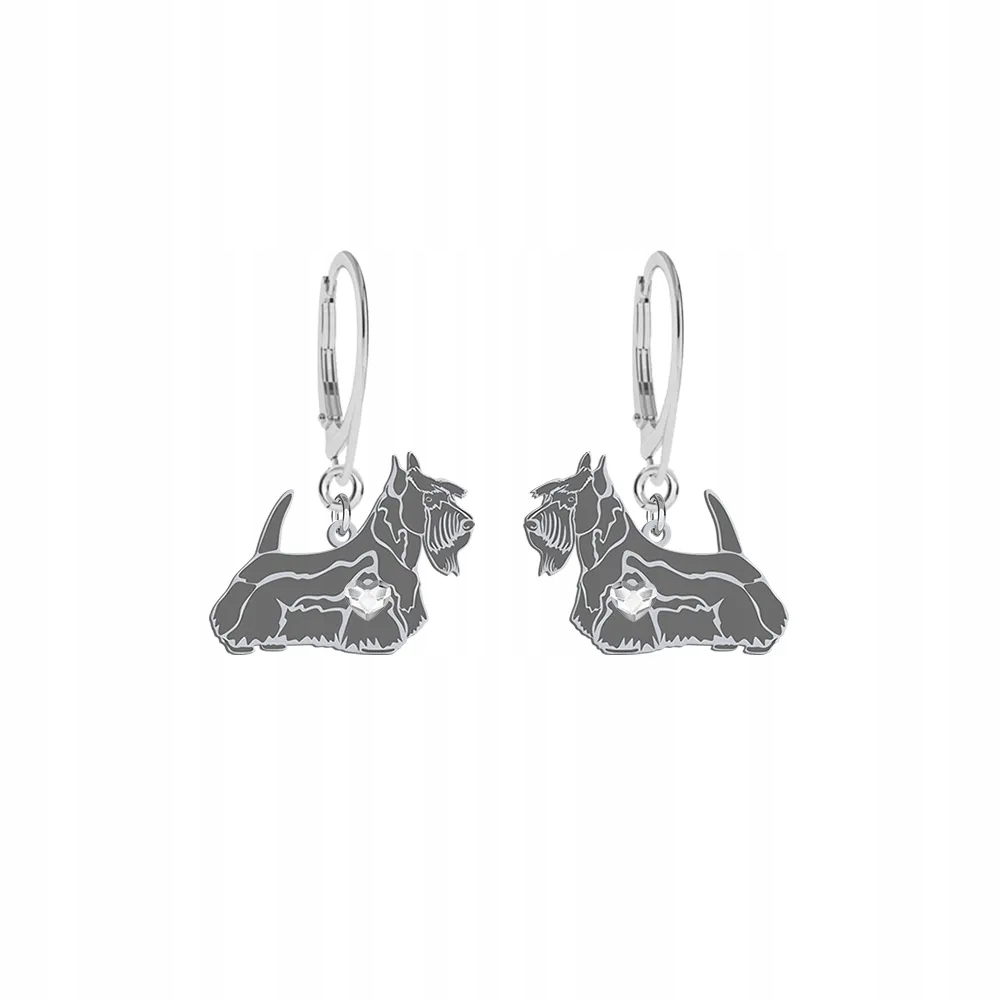 Stříbrné Náušnice se psem Skotský teriér Stříbro 925 Šperky Dárek Gravírování