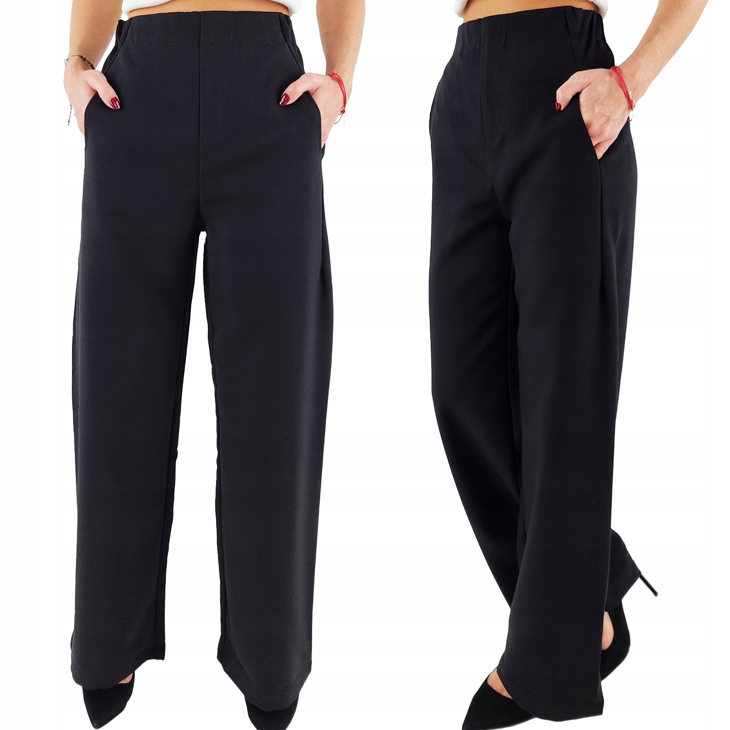 Damskie Spodnie Szeroka Nogawka luźne Gumka Freesia