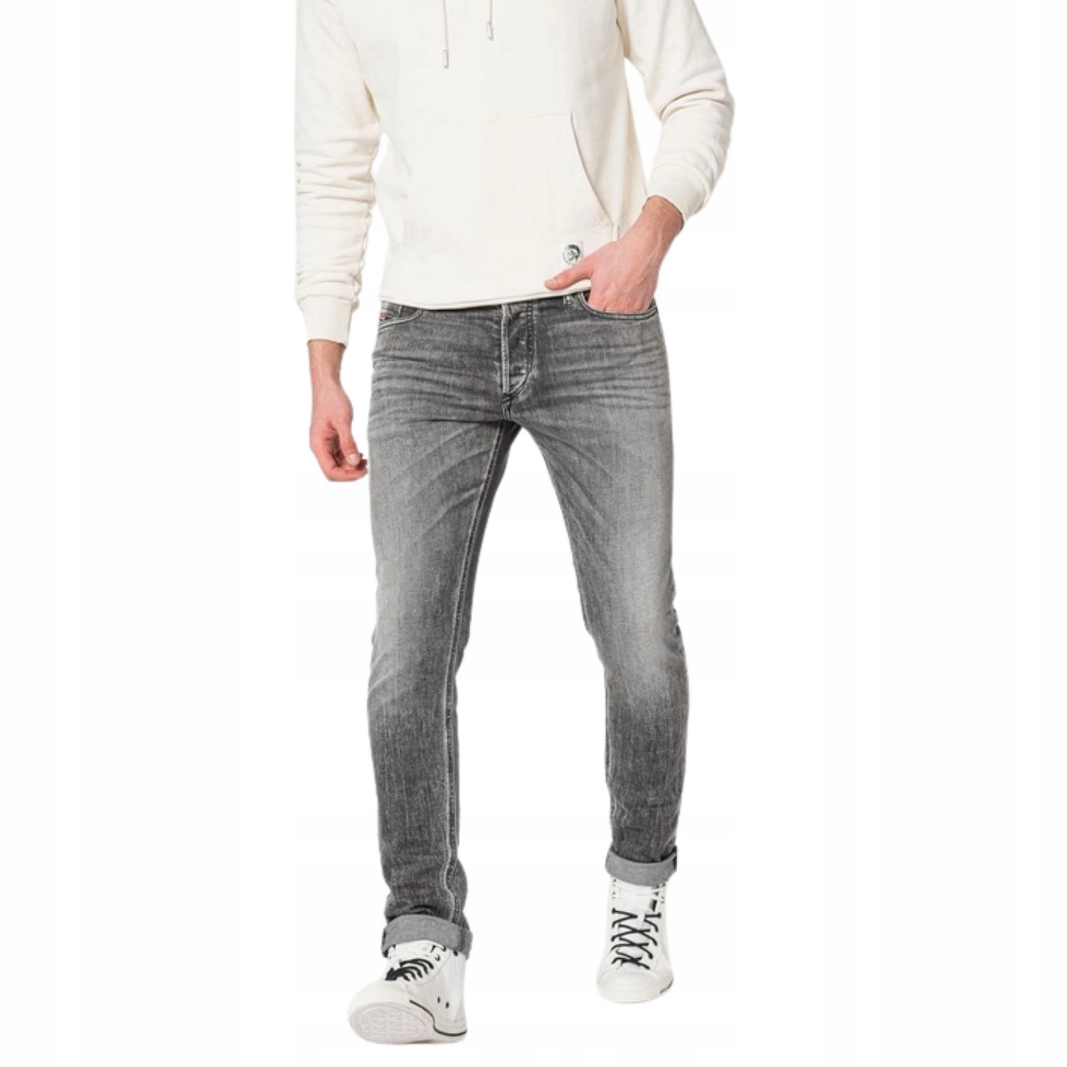 Pánské džínové kalhoty Diesel šedé, jednoduché bavlněné džíny vel. W28 L32