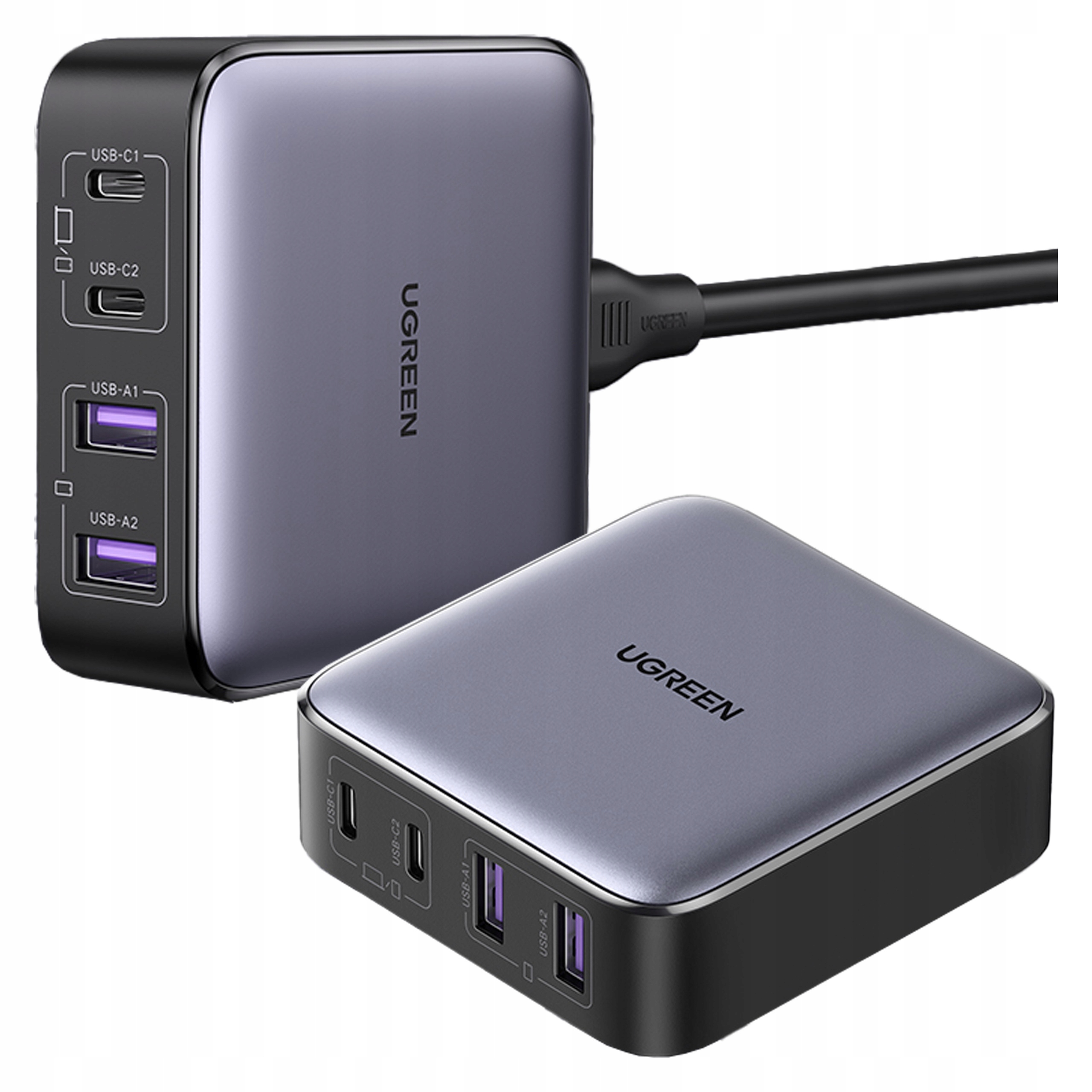 Ugreen Nexode Szybka Ładowarka Sieciowa Zasilacz 2x Usb-c 2x Usb Qc GaN 65W