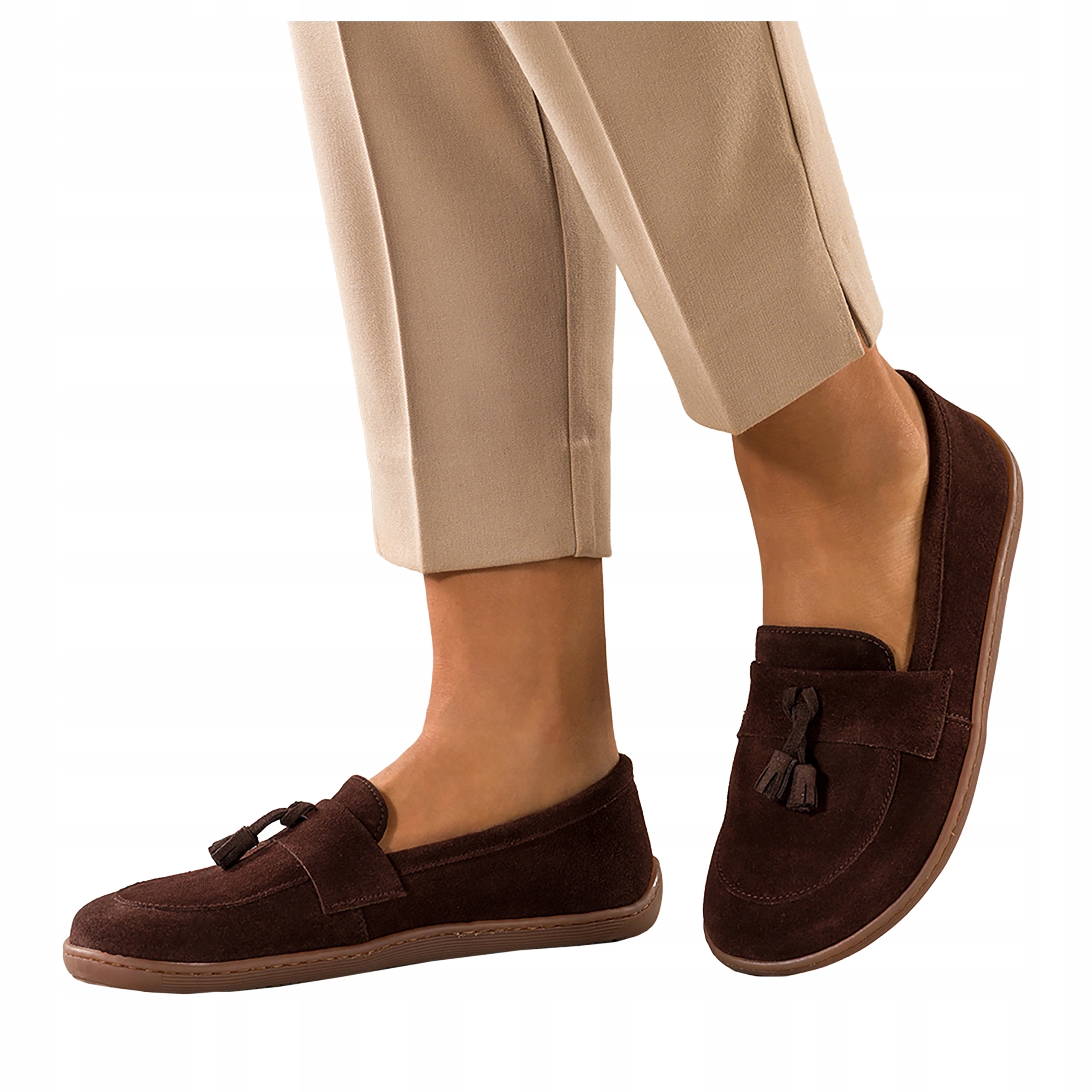 Čokoládové Mokasíny Dámské Kožené Barefoot Široké Elastické vel 37