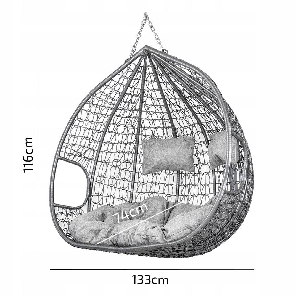 BUJANY PODWÓJNY KOSZ + PODUSZKI + ZESTAW MONTAŻOWY Obciążenie maksymalne 200 kg