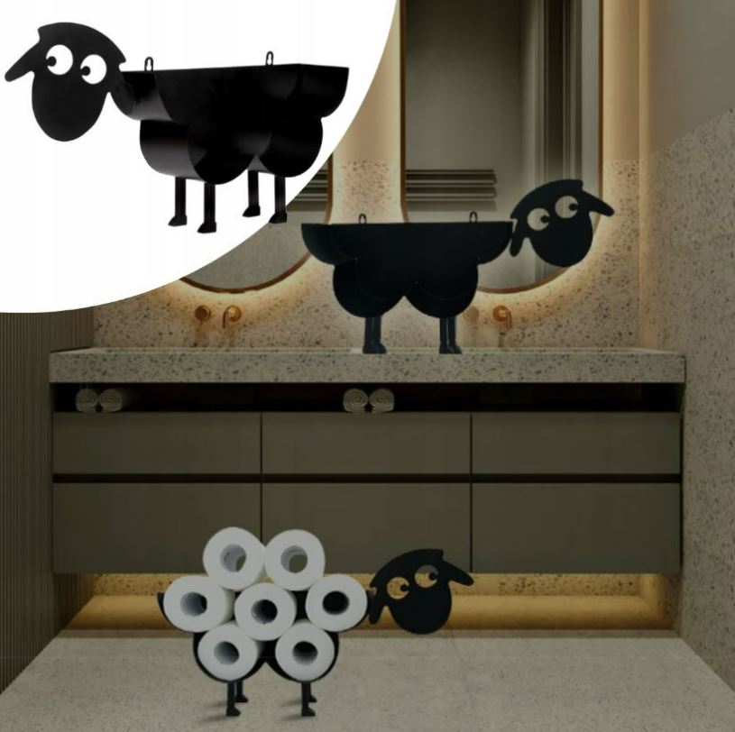 BARAN OWCA STOJAK UCHWYT NA PAPIER TOALETOWY DO WC ŁAZIENKI CZARNY Kod producenta ŚO/B