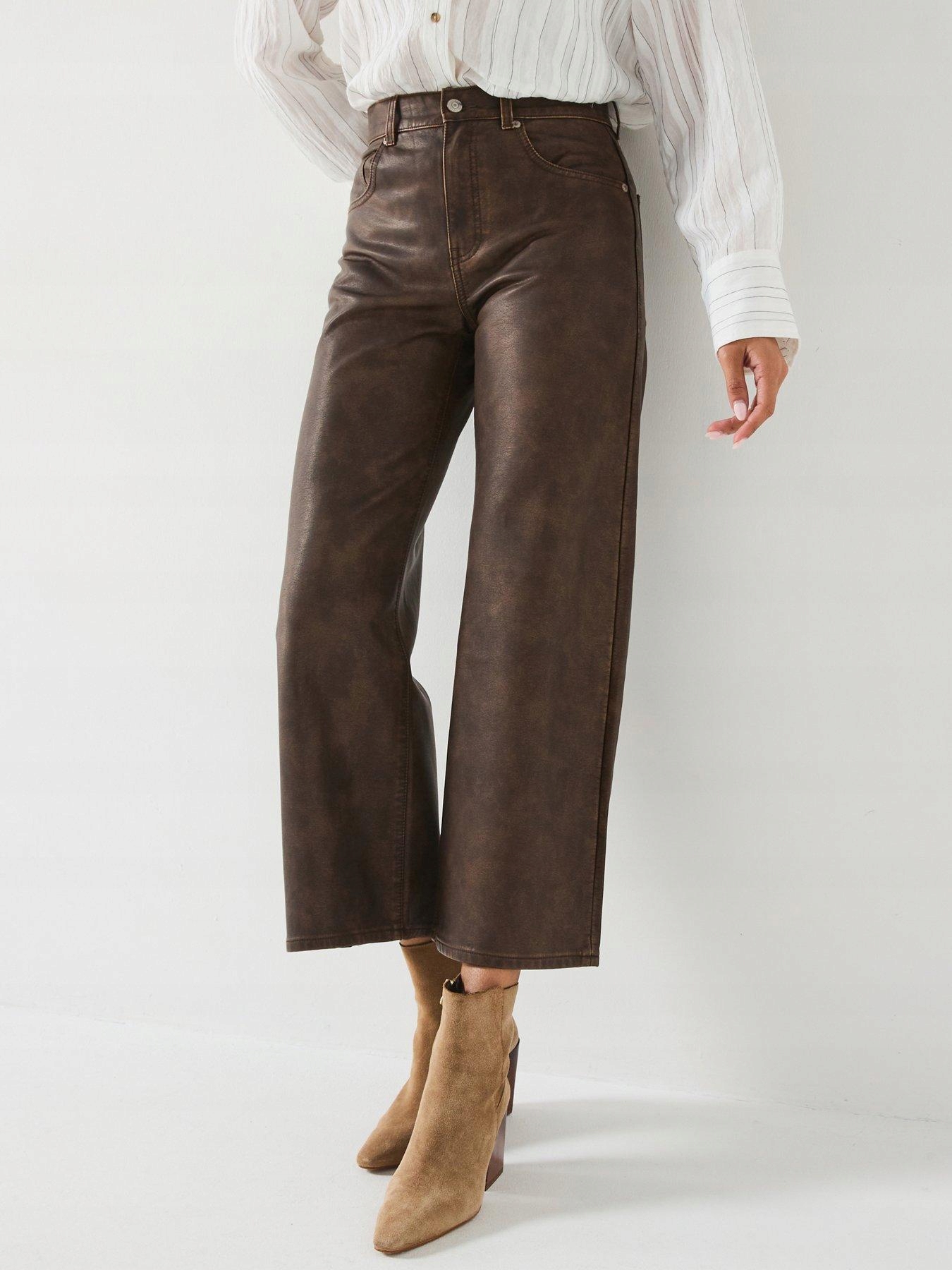 Free People Hnědé Kalhoty Imitace Kůže (32)