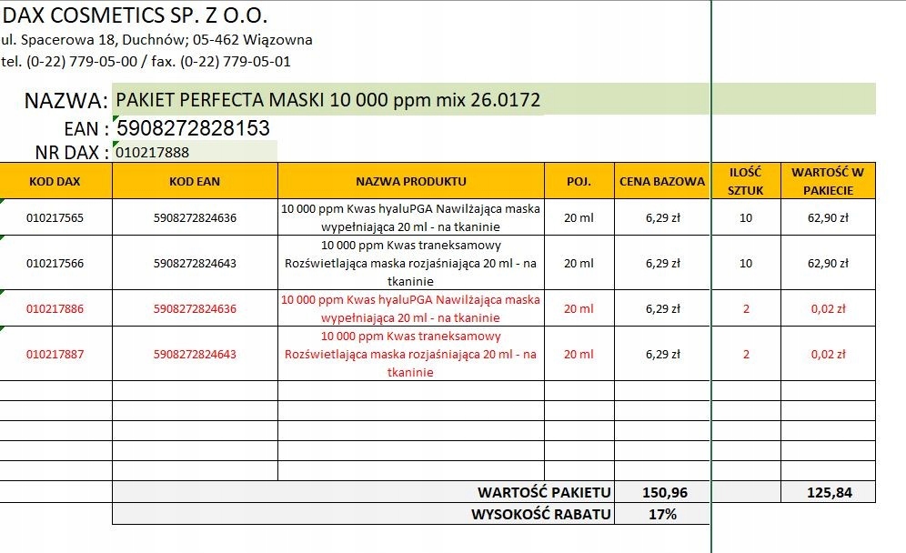 Dax Zestaw Perfecta Beauty Maski