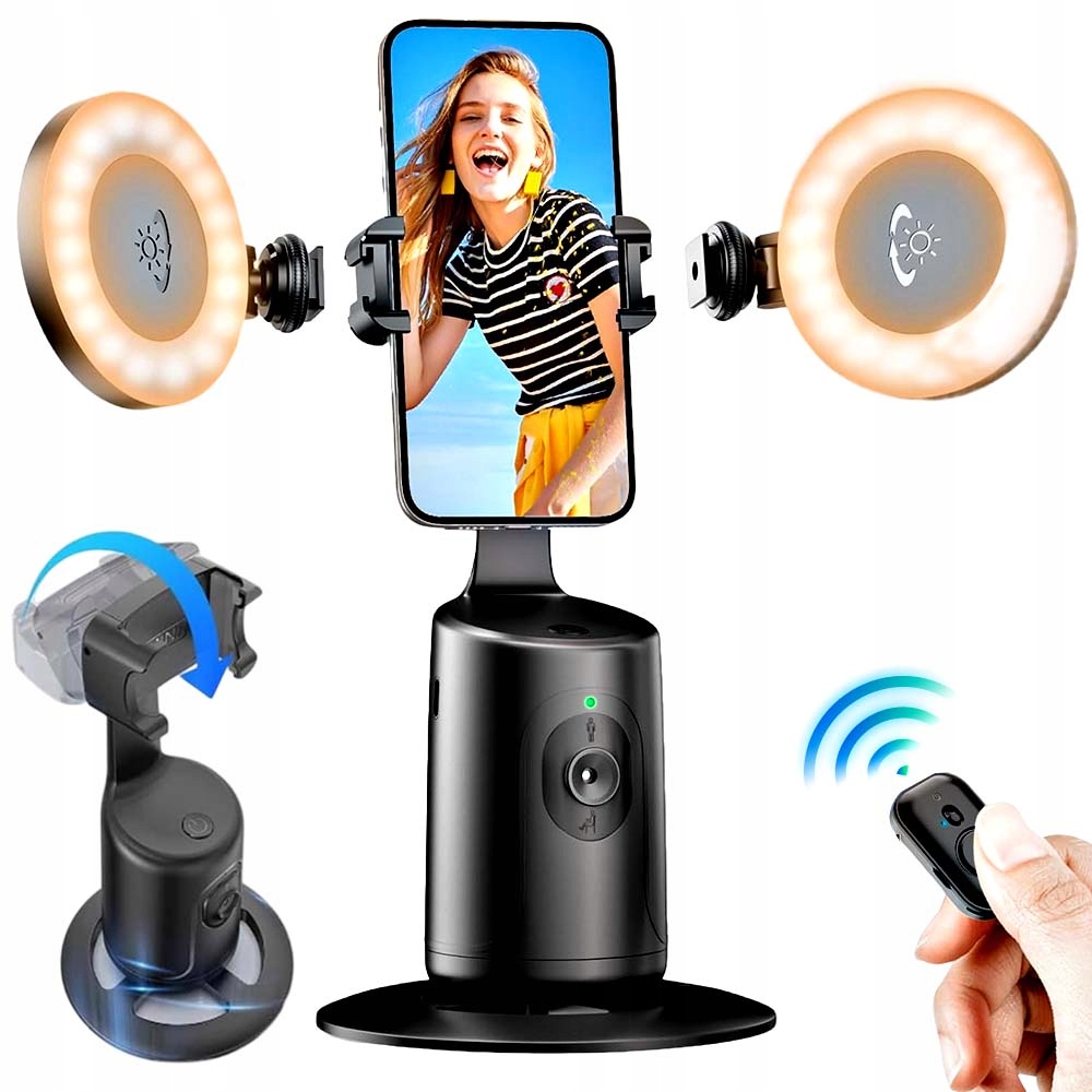 Uchwyt Na Telefon Selfie Stick Statyw Obrotowy Czujnik Ruchu 360+2 Lights